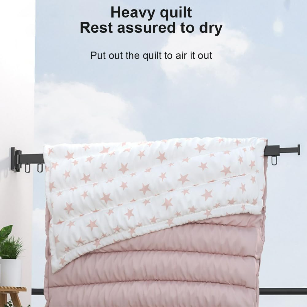 HHWRT Folding Clothes Dryings Rack Wall, Clothes Drying Racks, Retractable Clothe Drying Rack, Tri-Fold Retractable Rack for Indoor or Outdoor Use or Balcony, Laundry, Bathroom Use image number 2