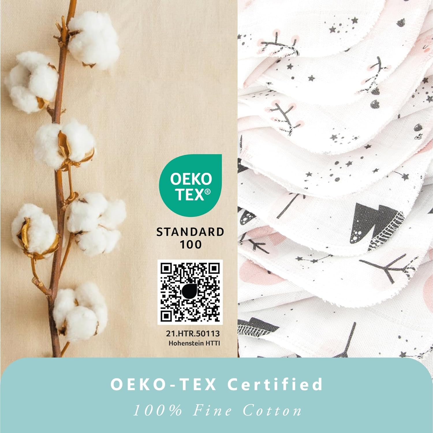 Funnababy Baby Muslin Cloths for Newborn &ndash; Pack of 8, Thin and Quick Dry, Extra Soft Face Muslin, 100% Cotton, Fabric Washcloth, Square Cloth for 0-6 Months, Starter Baby Essential, 30X30 Cm image number 1