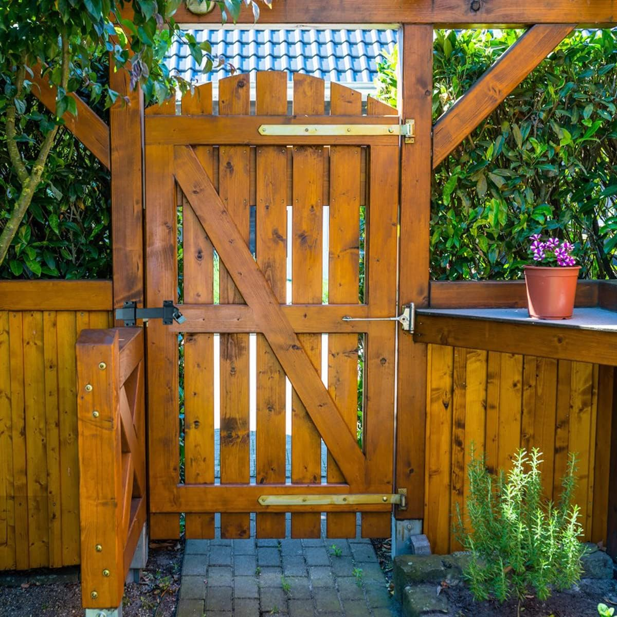 VANROUG Heavy Duty Gate Latch Sliding Bolt Lock Outdoor,With Padlock Hole Adjustable Gate Latch for Wooden Fences Barn Doors, Interior and Outdoor Door Latch,Etc image number 6