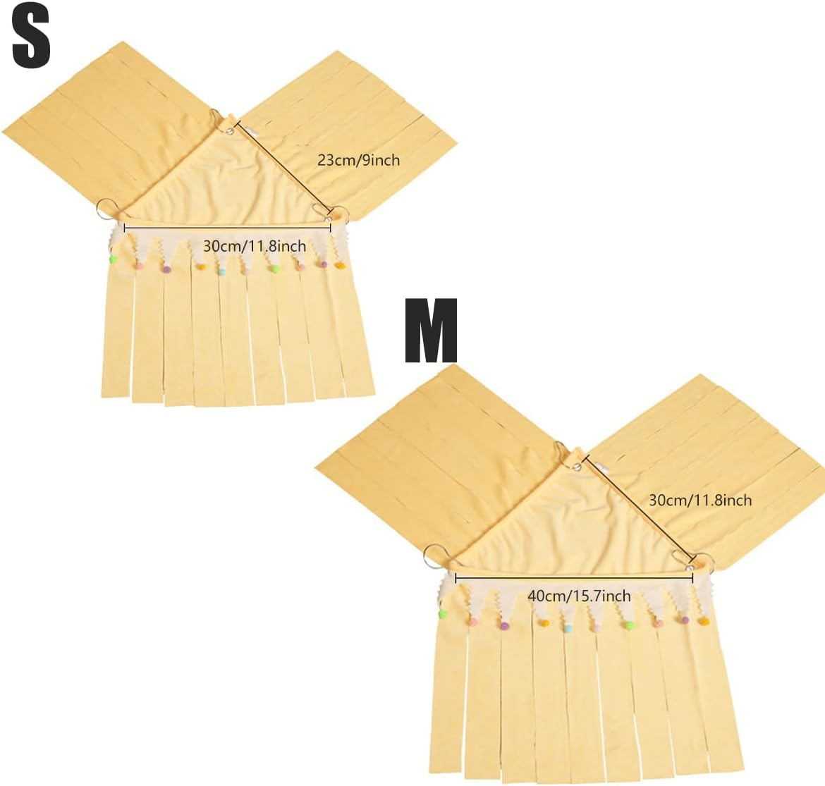 AIMALL Triangle Tassel Pet Hammock - Cozy Hanging Shelter for Hamsters, Rabbits, and Guinea Pigs, Yellow, Available in Sizes 9"X11.8" and 9"X15.7" image number 5