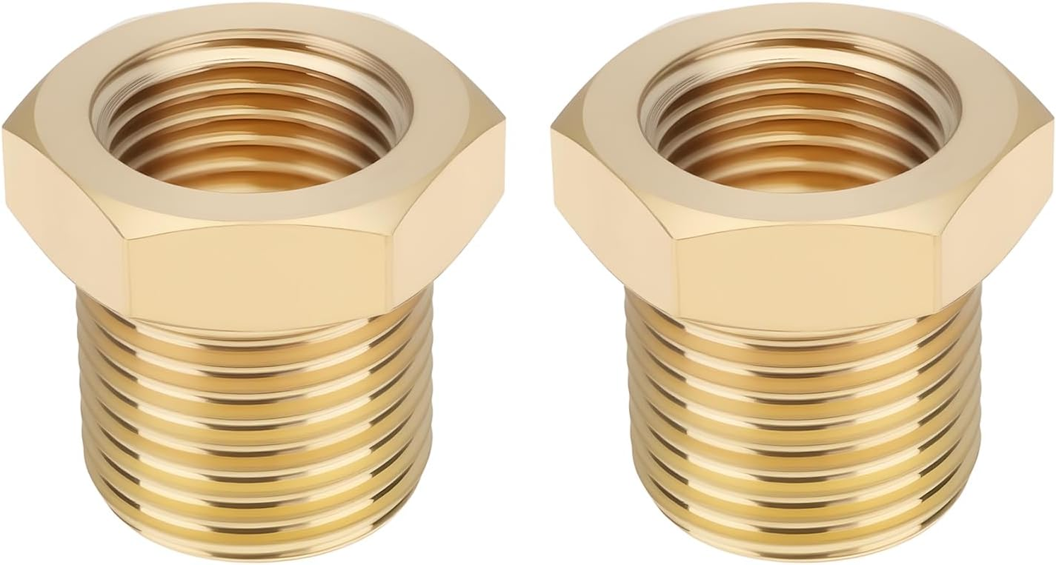 Emagtech 2Pcs M12 X 1 Male to M10 X 1 Female Brass Reducer Adapter for Connecting Pipes in Natural Gas Refrigeration Hydraulic Systems image number 4