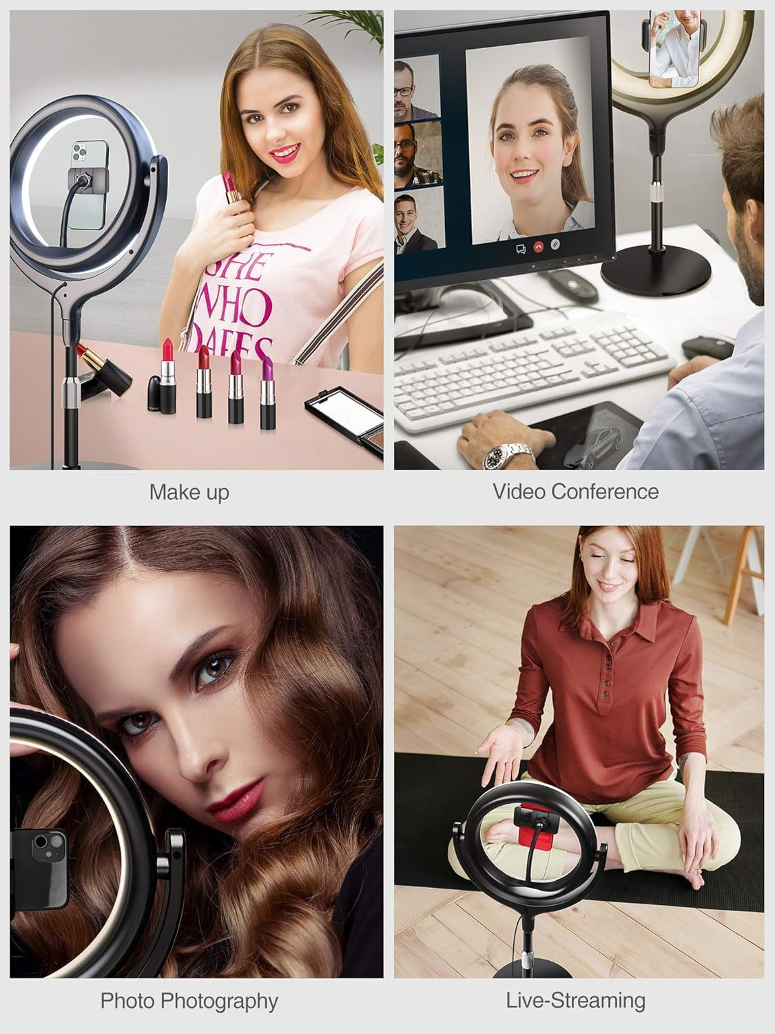 10&rsquo;&rsquo; Led Ring Light for Laptop Zoom Meeting & Video Conferencing, Desk Video Conference Lighting for Computer Webcam, Selfie Ring Light with Stand & Phone Holder for Streaming/Youtube/Makeup ﻿ image number 6