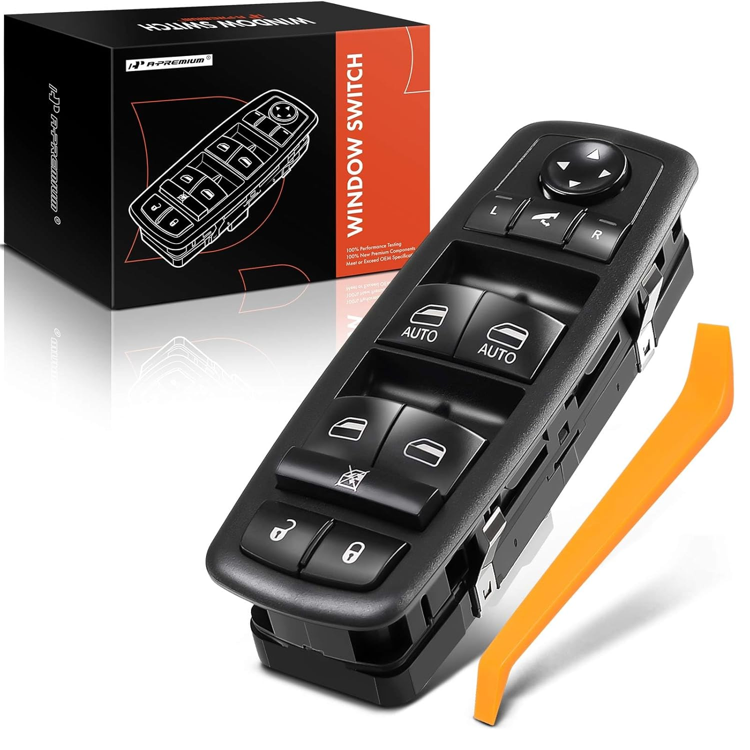 A-Premium Power Master Window Switch Compatible with Jeep Grand Cherokee 2014 2015 2016 2017 2018, with Power Folding Mirrors, with Dual Auto, Front Left Driver Side, Replace# 68184803AC image number 2
