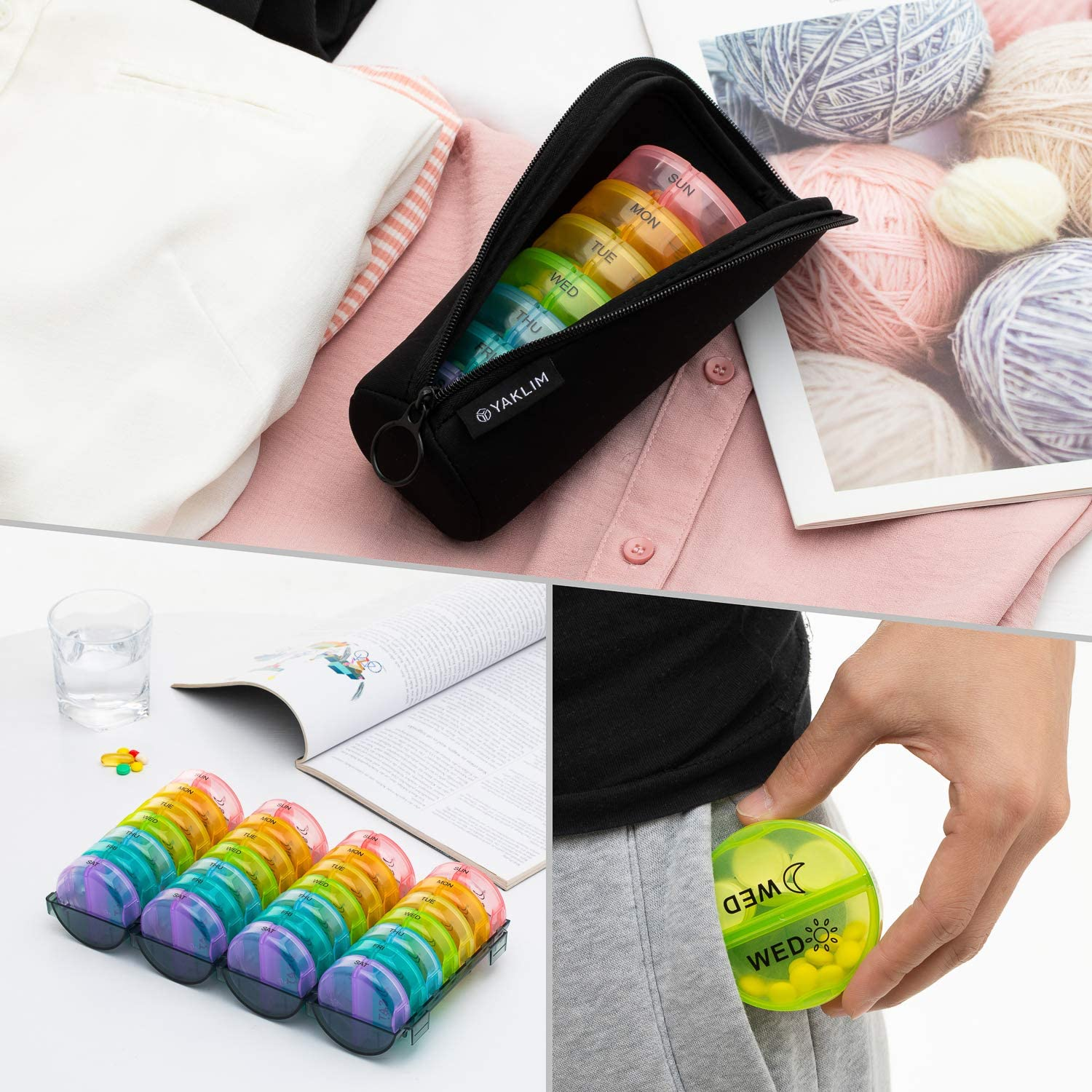 ［Upgrade］ Monthly Pill Organizer 2 Times a Day,One Month Pill Box AM Pm,Daily Pill Cases Large 4 Week,Medication Organizer 28 Days Dispenser for Pills,Fish Oils, Vitamin,Supplement(Rainbow)&hellip; image number 6