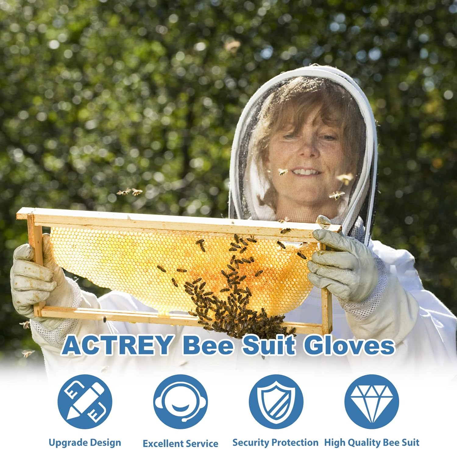 Bee Suit for Men,Beekeeper Suit with Veil & Hood Gloves,Protection for Backyard Professional Beginner Bee Keepers image number 4