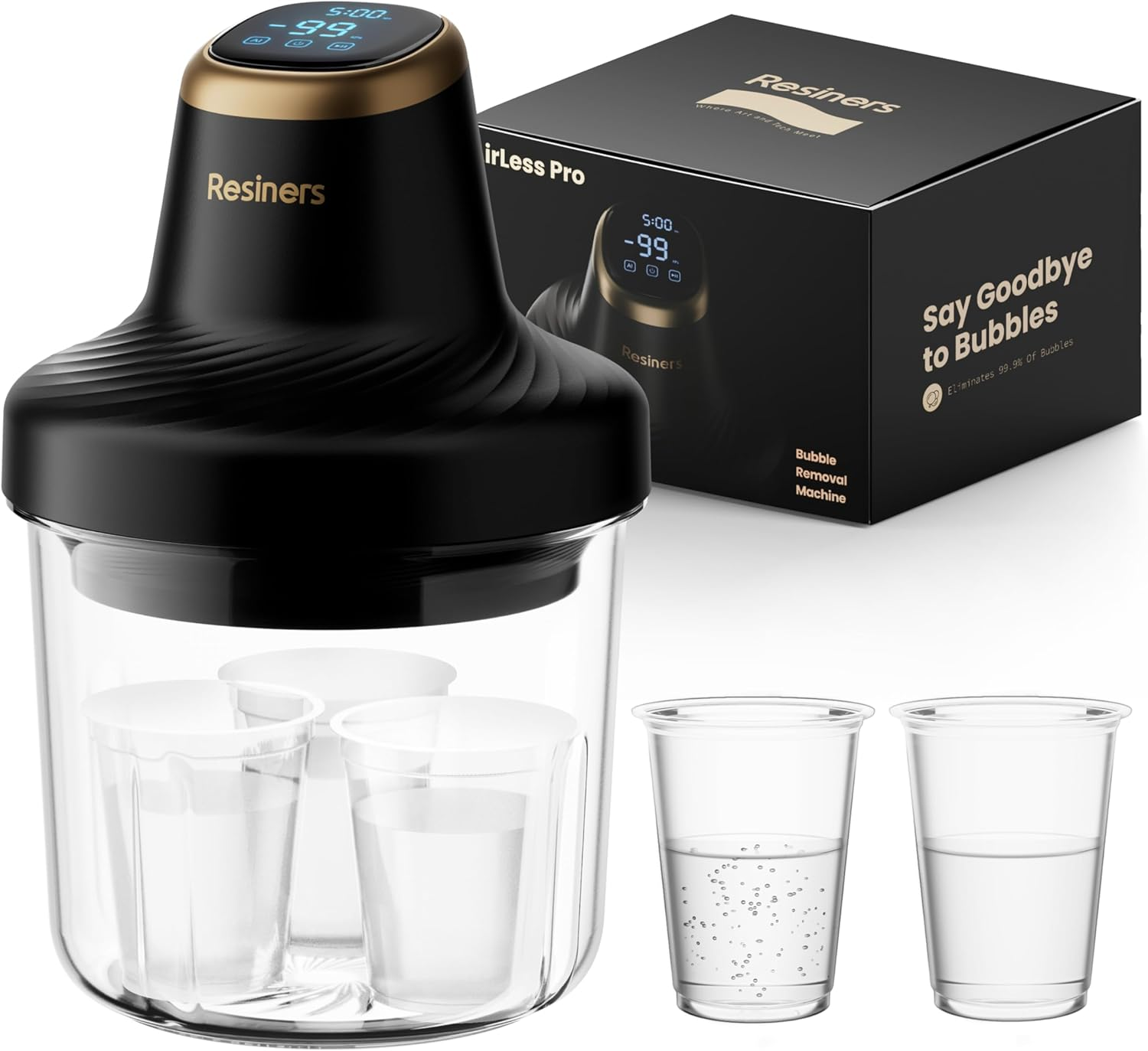 Resiners Resin Bubble Remover Airless Pro, 3 Min Remove 99.99% Bubbles, 99Kpa Vacuum Chamber (20L/Min), 3.2L Big Capacity for All Epoxy Resin,Uv Resin,Silicone,Art Crafts,Jewelry Making (Patented) image number 4