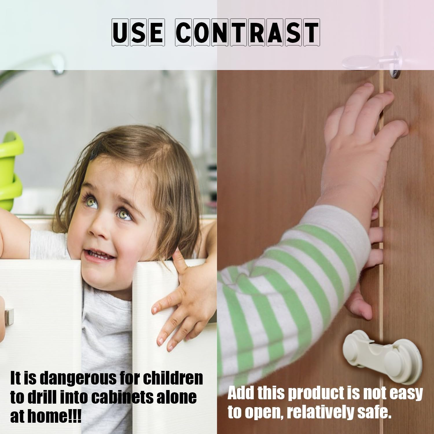 Child Safety Locks,10 Pcs Child Locks for Cabinets and Drawers,Baby Proofing Child Lock,Child Cabinet Safety Locks,Cupboard Locks Baby Proof with Strong Adhesive Tape image number 4