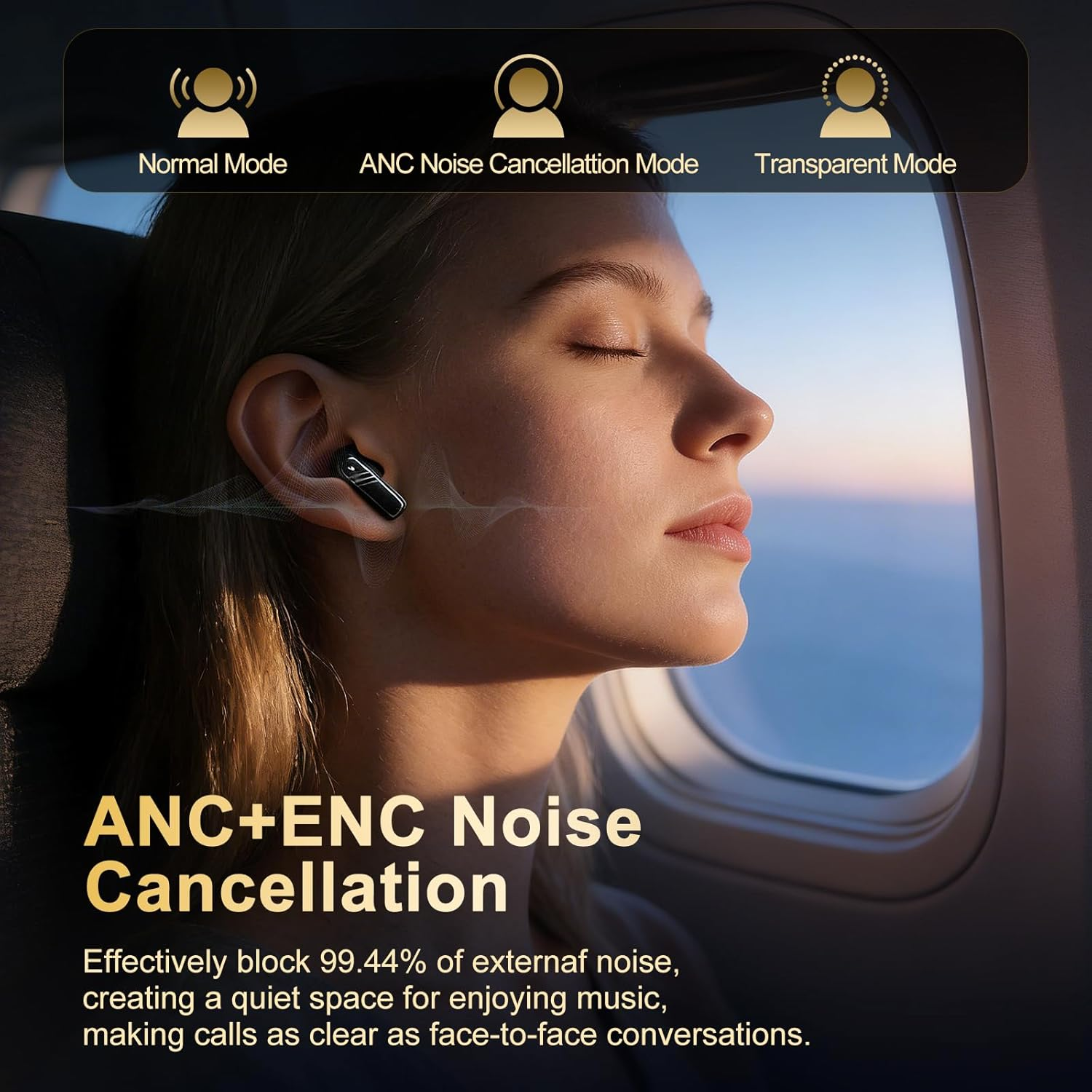 Vabaso Wireless Earbuds with Smart Touch Screen, in Ear Headphones with 10Mm Drivers for Big Bass, 24H Playtime Hi-Fi Stereo Sound, ANC/ENC ​Noise Cancelling,Ipx5,Earphones for Iphone Android Sports​ image number 1