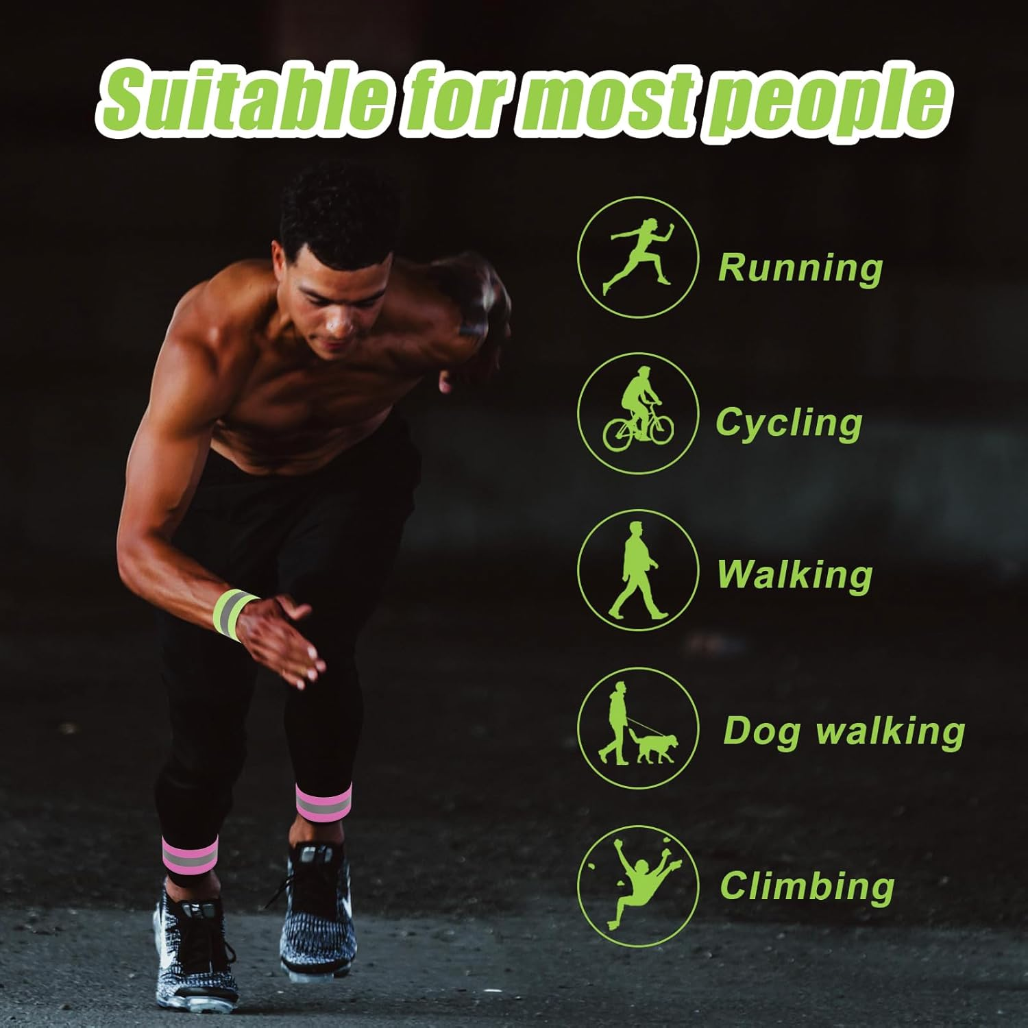 PEUTIER 12Pcs Reflective Bands, Elastic Reflective Bracelet Reflective Walking Gear Reflective Wristbands for Arm Ankle Wrist Leg Outdoor Enthusiasts Gift (Single Line Style) image number 5