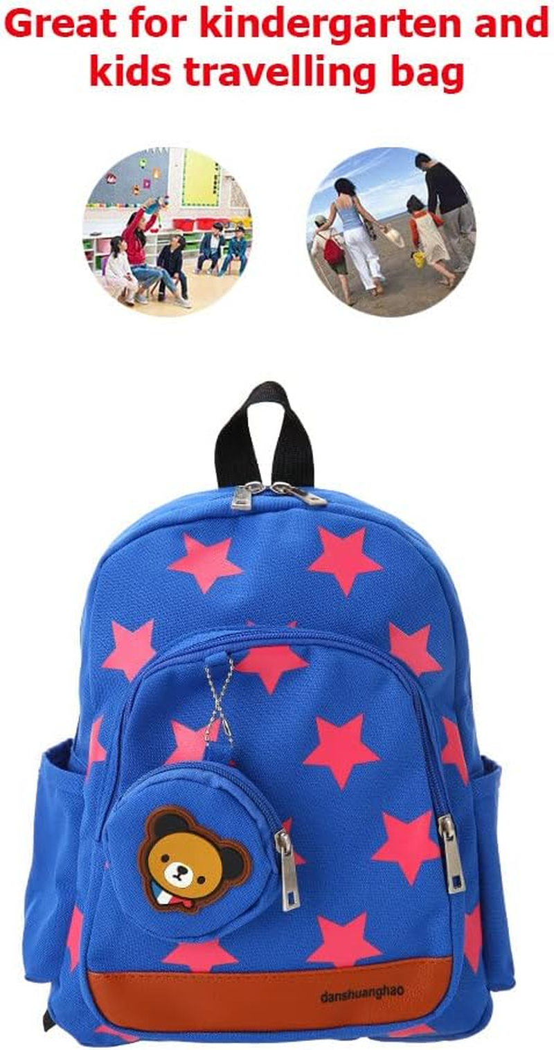 Tignapoo Kids School Bags Canvas Cute Star Pattern Travel Backpack Children Kindergarten Schoolbags with Coin Purse Red image number 2