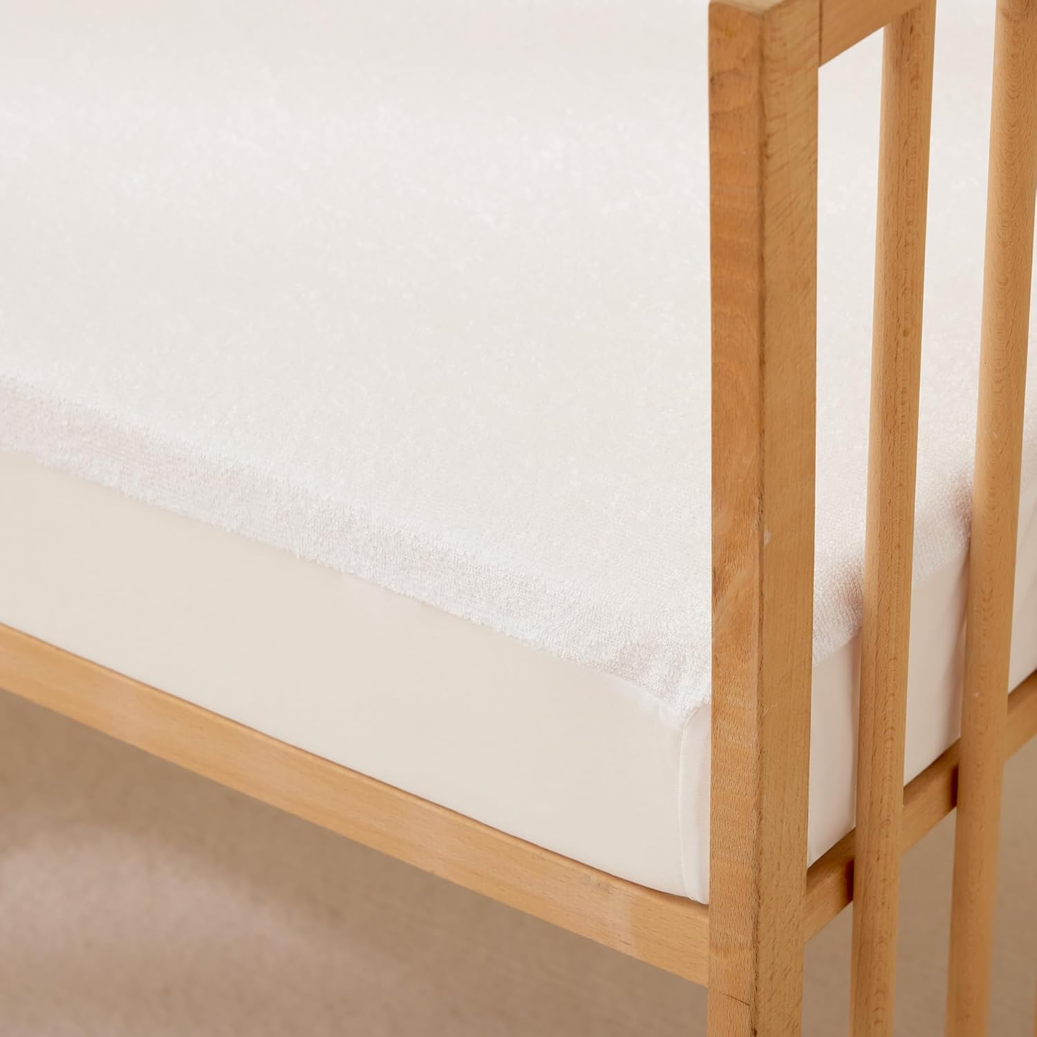 Dreamaker 150GSM Bamboo Terry Cot Waterproof Mattress Protector Comfortable Breathable Cover Natural Bamboo Helps to Regulate Temperature and Absorbs Moisture | Elastic Fitted White - Standard Cot