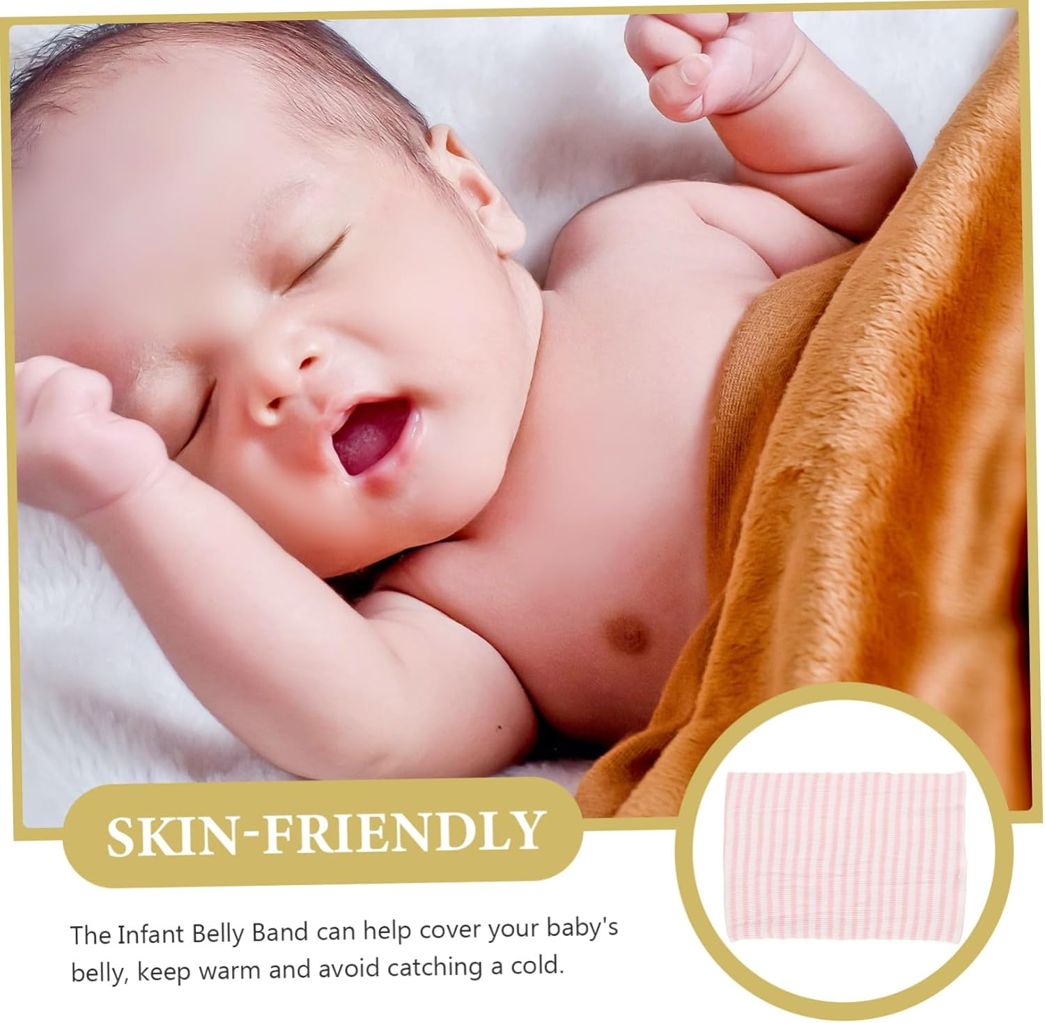 Cotton Newborn Belly Band for Boy Girl Soft Breathable Waist Support Wrap Comfortable Belly Protector image number 2