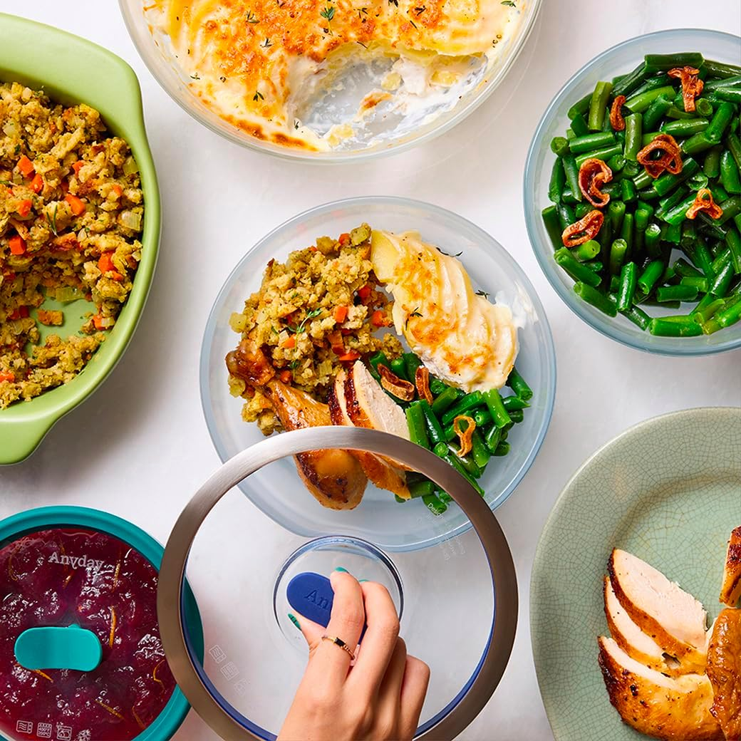 Anyday Microwave Cookware Dish | 1.9L Borosilicate Glass Mixing Bowl with Lid | Leakproof, Freezer & Dishwasher Safe | Safe Container for Steaming, Reheating, and Cooking | 20Cm image number 3