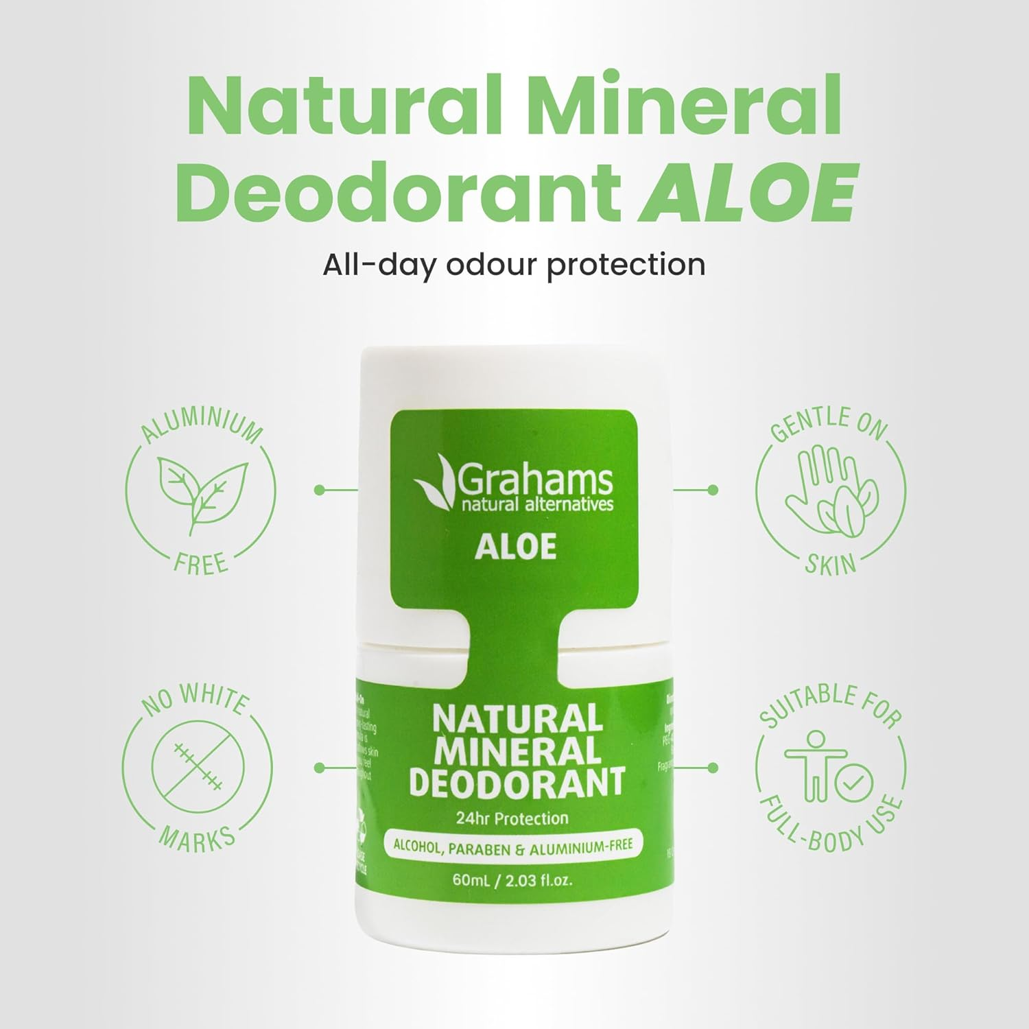 Grahams Natural Deodorant - Aloe Mineral Deodorant | Aluminum-Free, for Men & Women