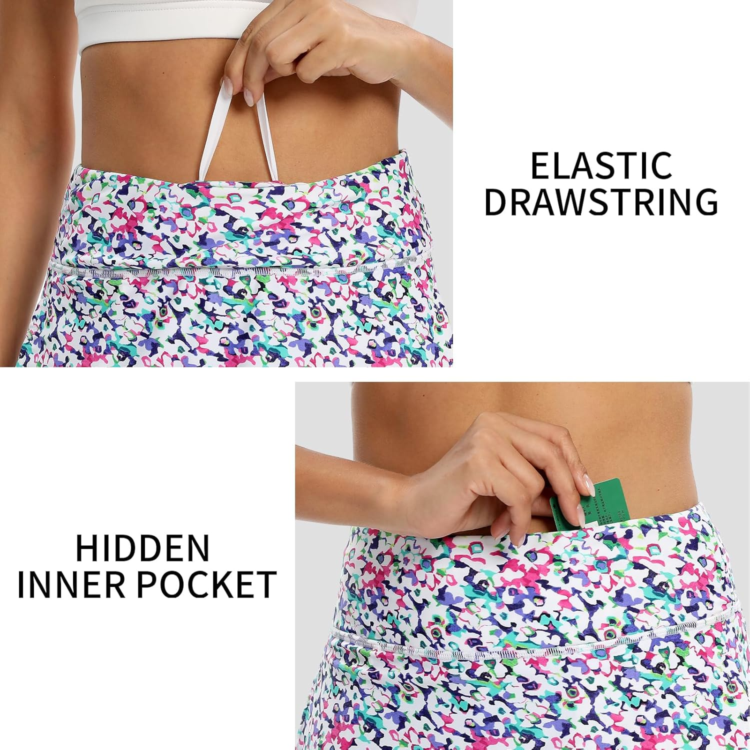 M MOTEEPI Modest Knee Length Skorts Skirts for Women Tennis Athletic Golf Skort with Pockets UV Protection High Waist image number 2