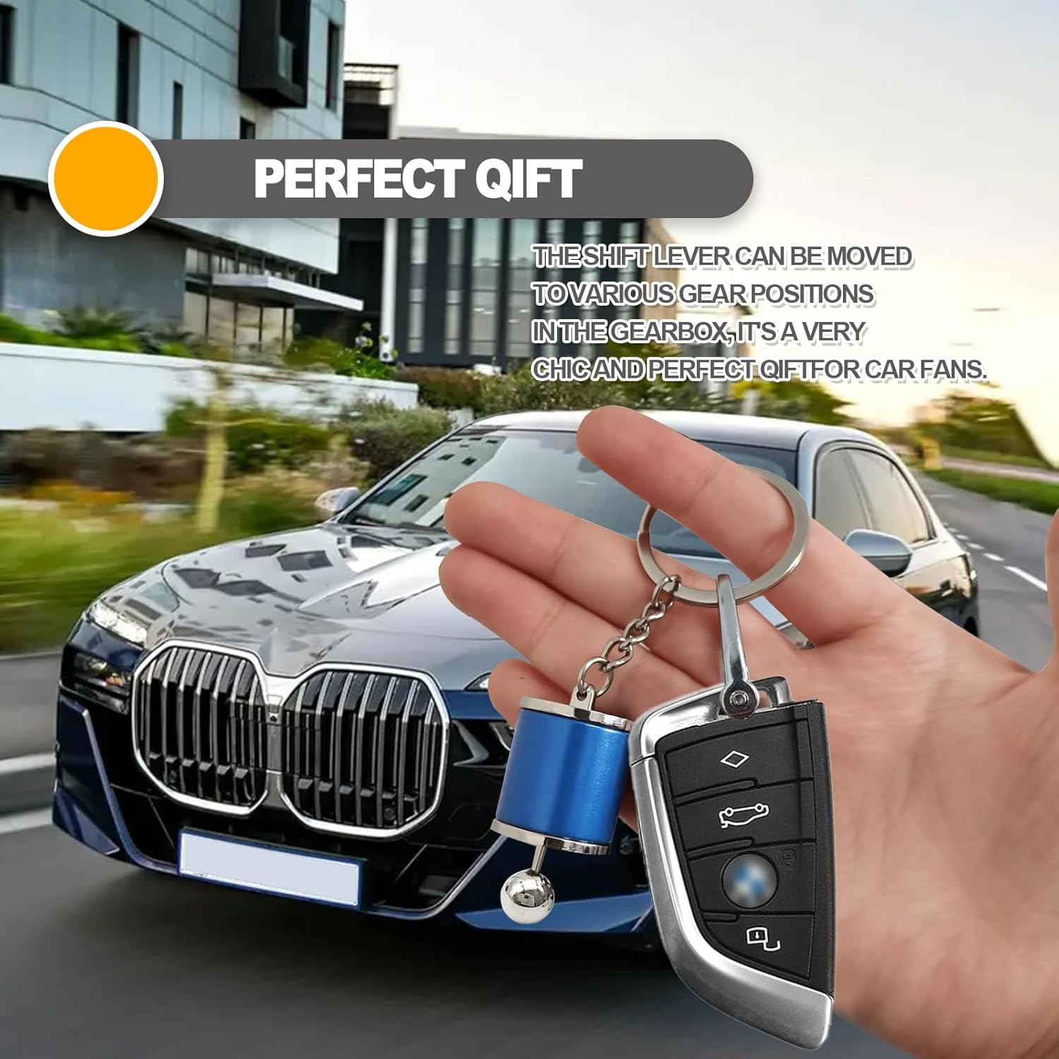 Creative Auto Part Model Gear Box Shifter Keychain, 6 Speed Gear Box Shifter Keychain Key Chain Ring, Mini Car Gear Shift Stick Knob Keyring, Car Key Fob Keychain Accessories(Blue) image number 2