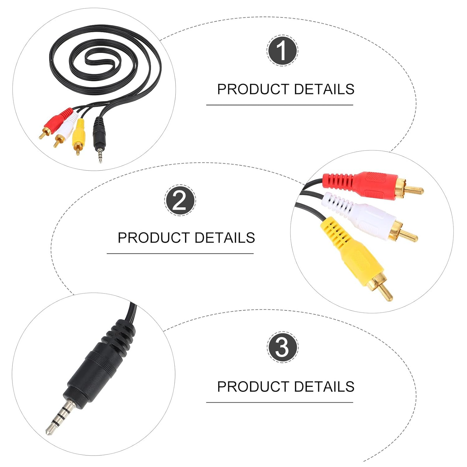 Zerodeko 2Pcs 3.5Mm to AV Audio Splitter Cable, Full Copper 3-In-1 Aux Adapter Cord for Home Theater Speaker, DVD Player, and Computer Audio Connection image number 6