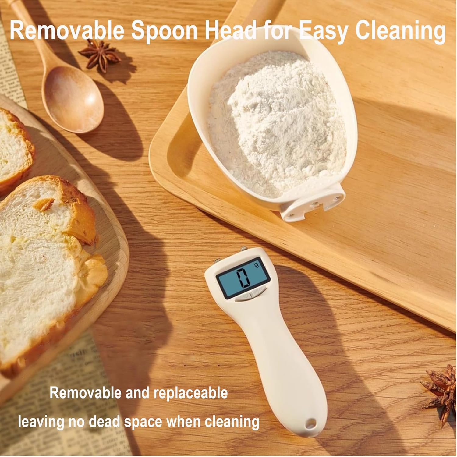Digital Measuring Spoon Scale, Adjustable Electronic Kitchen Scoop, Max Weight 800G for Accurate Cooking and Baking (1 Pcs) image number 2