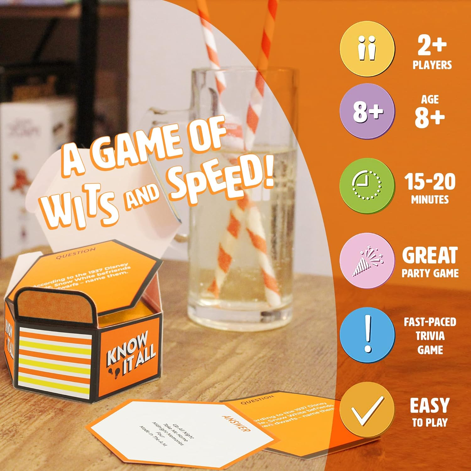 Ginger Fox Know It All Card Game - Quick Thinking Trivia - Can You List More Correct Answers than Your Opponent?, Multi-Colored, 0112.1795.71.KNO.OSZ image number 6