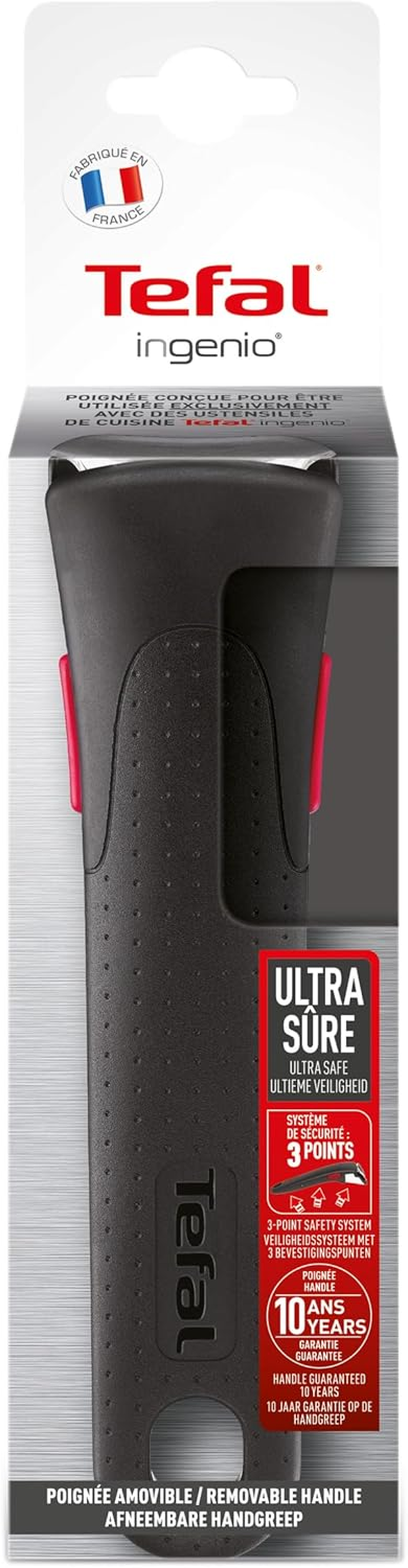 Tefal Ingenio Black Removable Handle Stackable Removable 3 Point Security Lock Expertise L9863302 image number 4