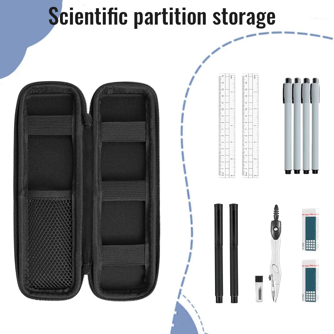 Small Pencil Case, Pencil Case, Hard Pen Case, Shockproof Pencil Case, Pencil Case for Executive Fountain Pen for Office, School (Black, Small) image number 2