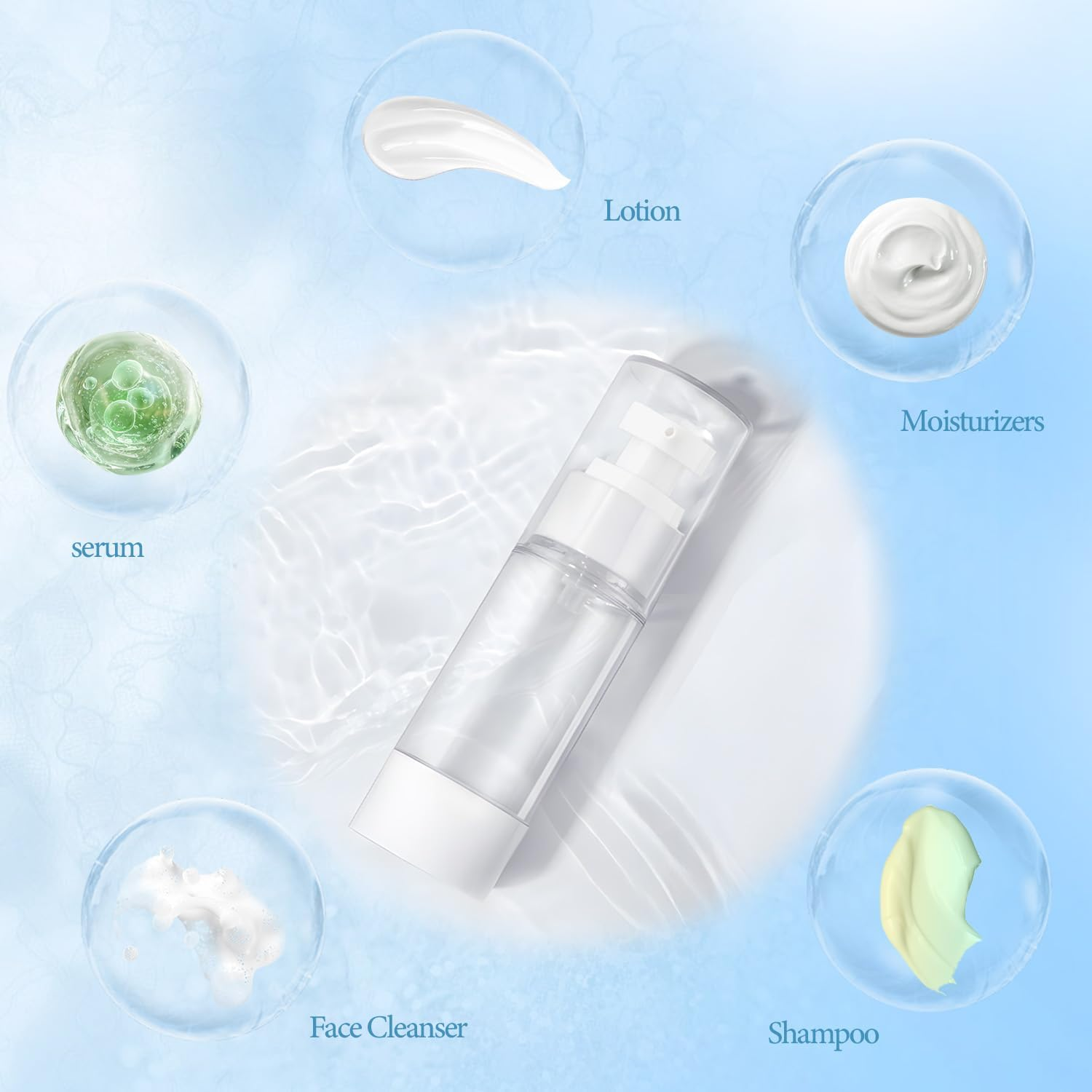 TORMEN 8-Piece Airless Pump Bottle Set,Cosmetic Containers,Lotion Bottles,Spray Bottles- Travel Size, Refillable Vacuum Cosmetic Bottles for Lotion, Liquid,Cream,Toiletries,Skincare & Beauty Products