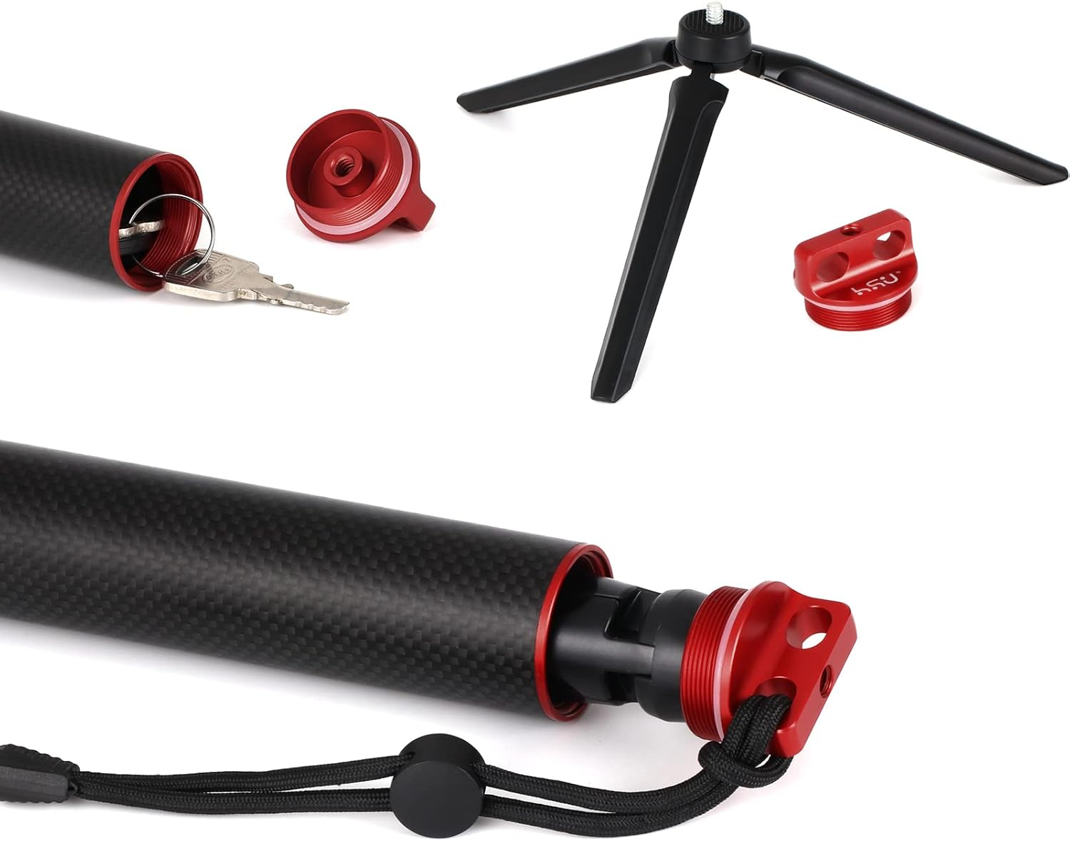 HSU Floating Hand Grip, Waterproof Handle Monopod for Gopro Hero 13/12/11/10/9/8/7/6/5 Max, AKASO Campark DJI Osmo Action Camera, Underwater Diving Selfie Pole Stick