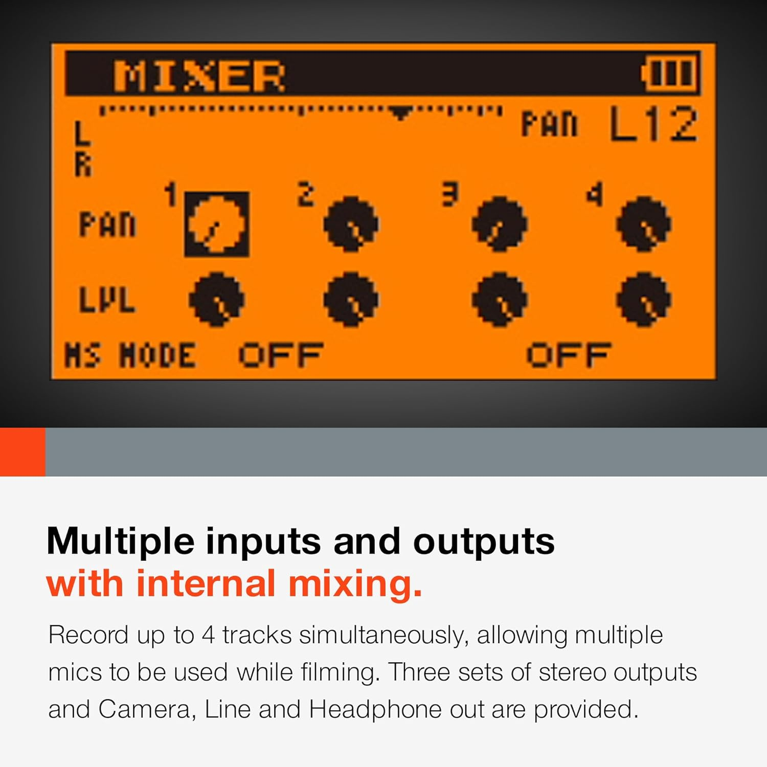 Tascam DR-60DMK2 Tascam 4-Track Recorder/Mixer for DSLR Filmmakers Black 3.67 X 5.24 X 3.07 Inches image number 4