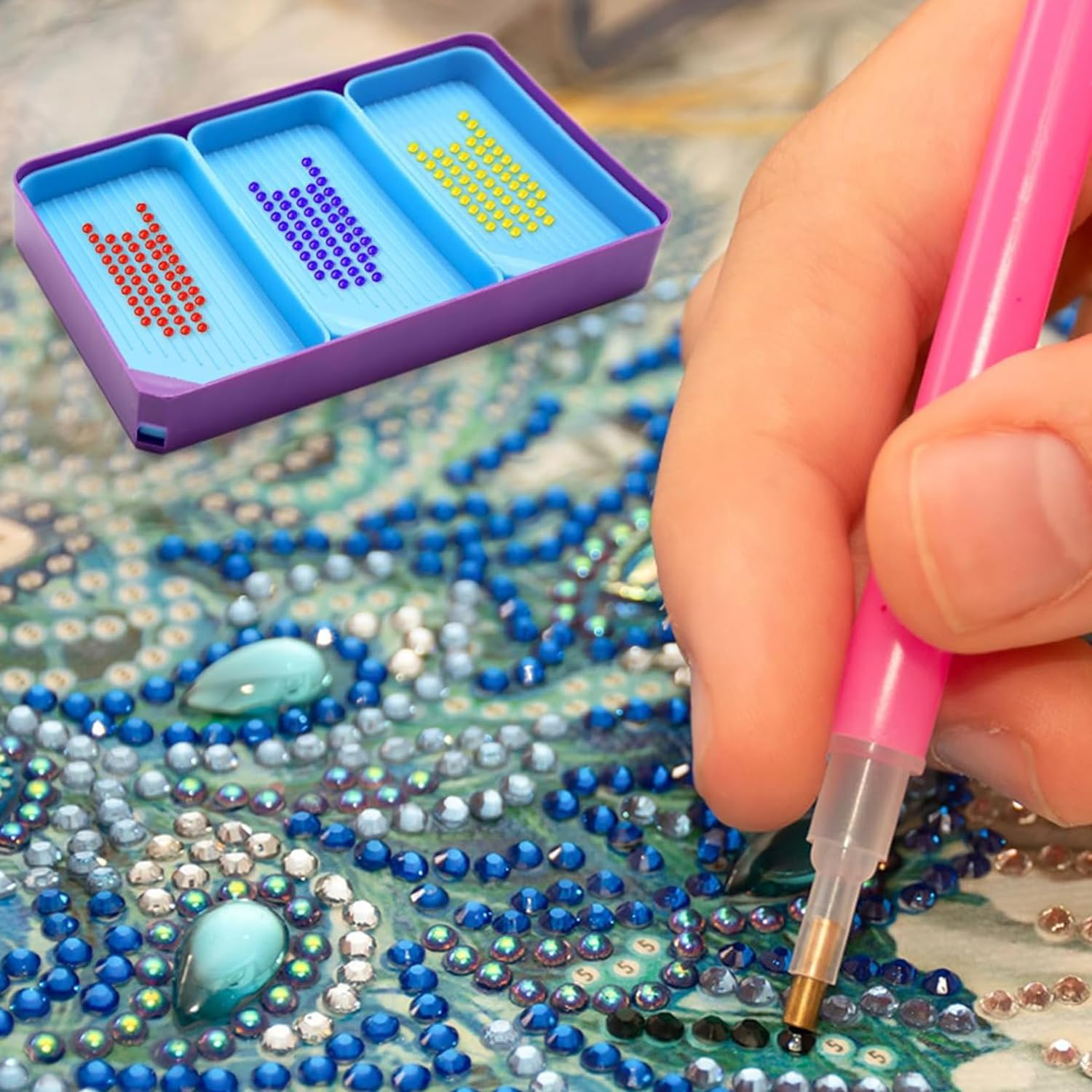 4 Pcs Diamond Art Trays Diamond Painting Bead Trays Rhinestone Bead Organizer Tray Diamond Dotting Tray Craft Bead Sorting Tray Diamond for DIY Crafts Rhinestone Sorting Tray image number 3