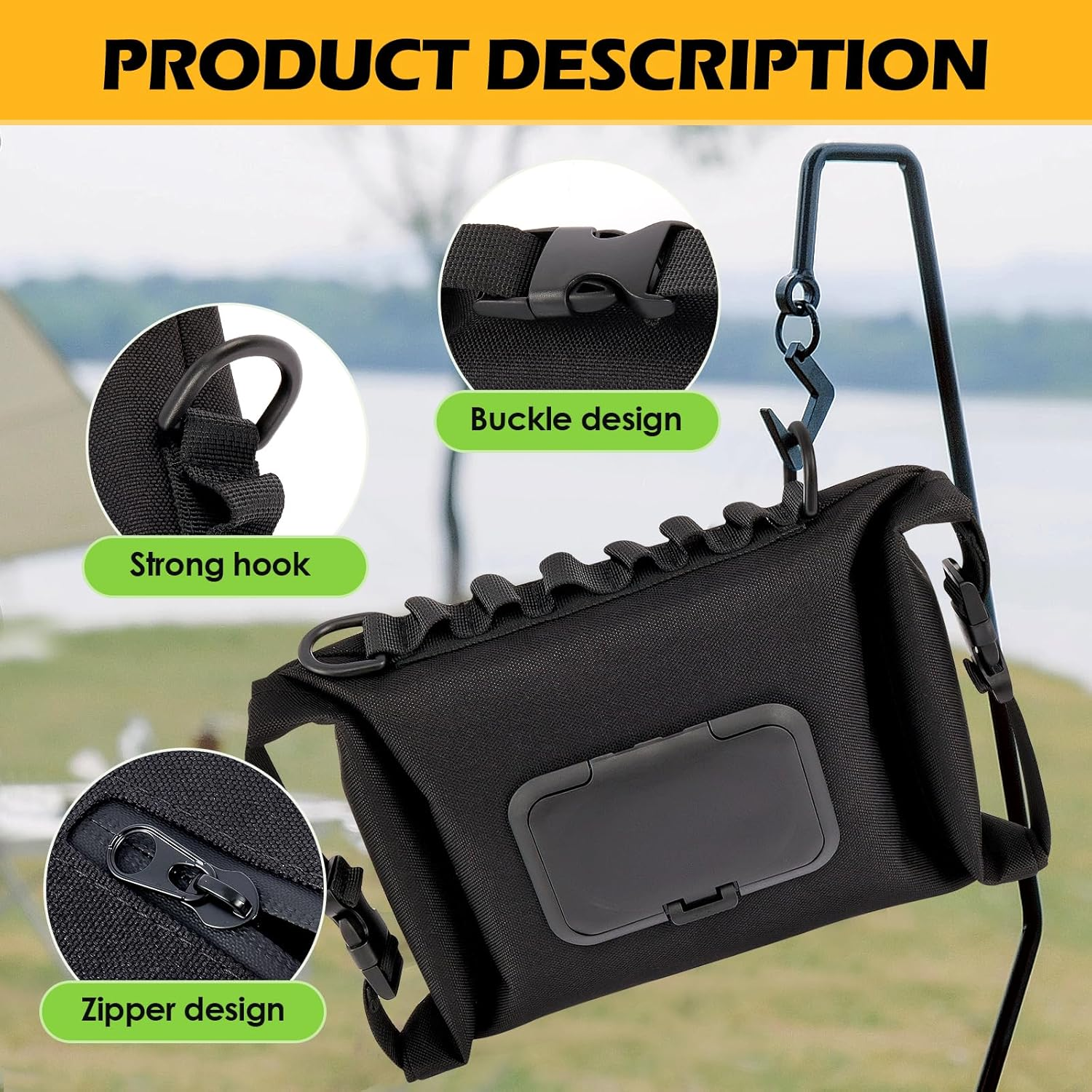 Baby Wipes Dispenser Portable Wet Wipes Pouches Dispenser Canvas Refillable Wipe Holder Keeps Wipes Fresh Reusable Travel Wet Wipe Container for Outdoor Outing Camping Hiking image number 1