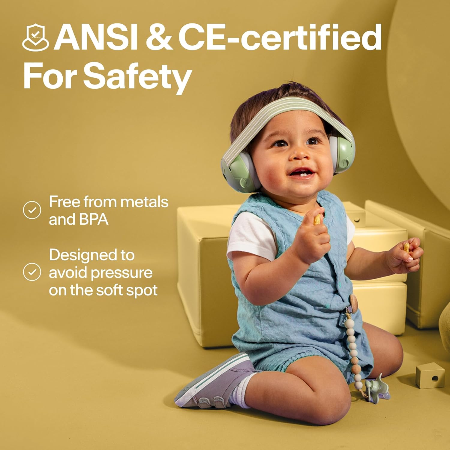 Alpine Muffy Baby Ear Protection for Babies and Toddlers up to 36 Months - CE & ANSI Certified - Noise Reduction Earmuffs - Comfortable Baby Headphones against Hearing Damage & Improves Sleep - Yellow