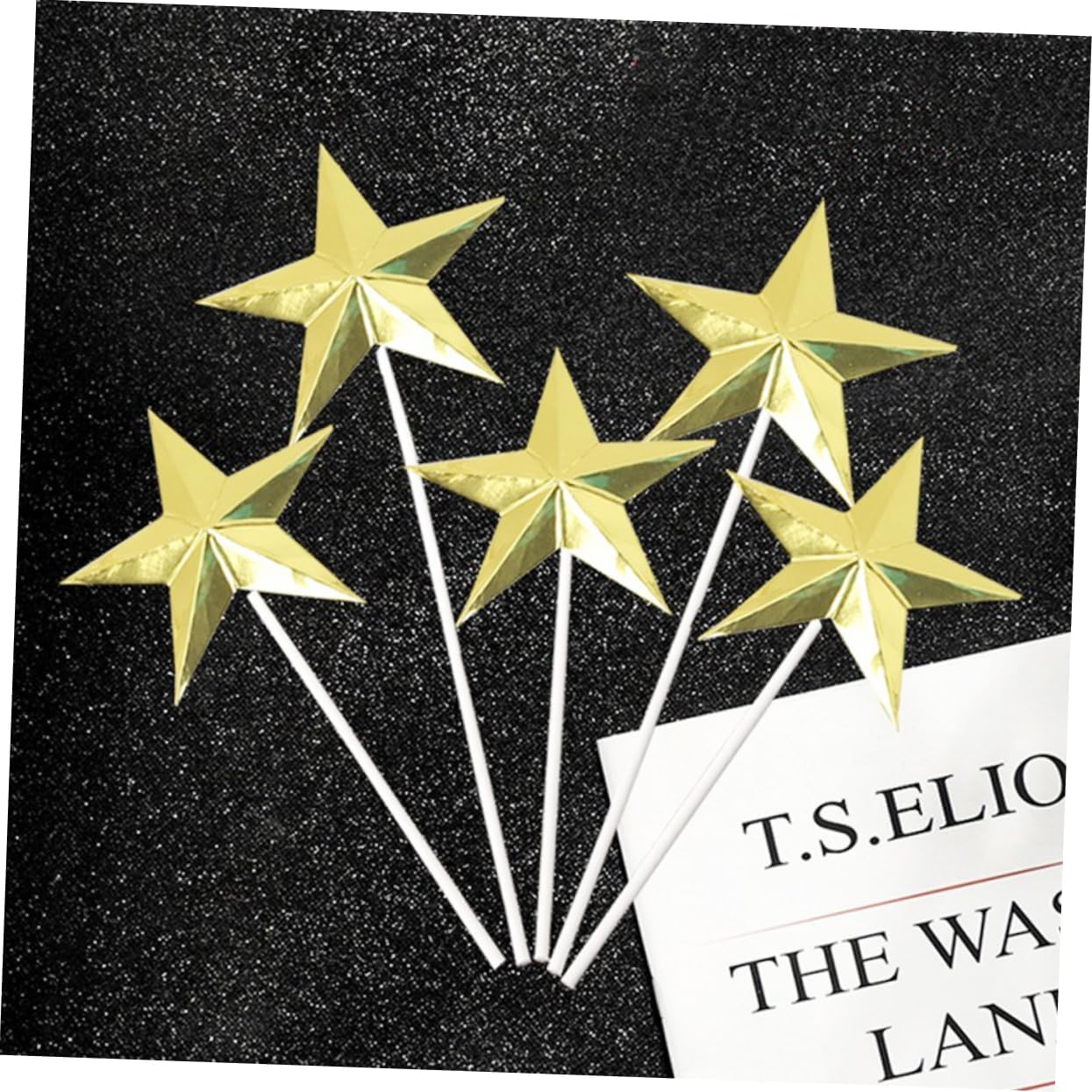 LABRIMP 60Pcs Star Cake Picks Sequin Cupcake Toppers Dessert Topper Birthday Cupcake Toppers Gold Party Decorations Cake Picks Wedding Glitter Gold Wedding Decor Insert Card Baby Christmas