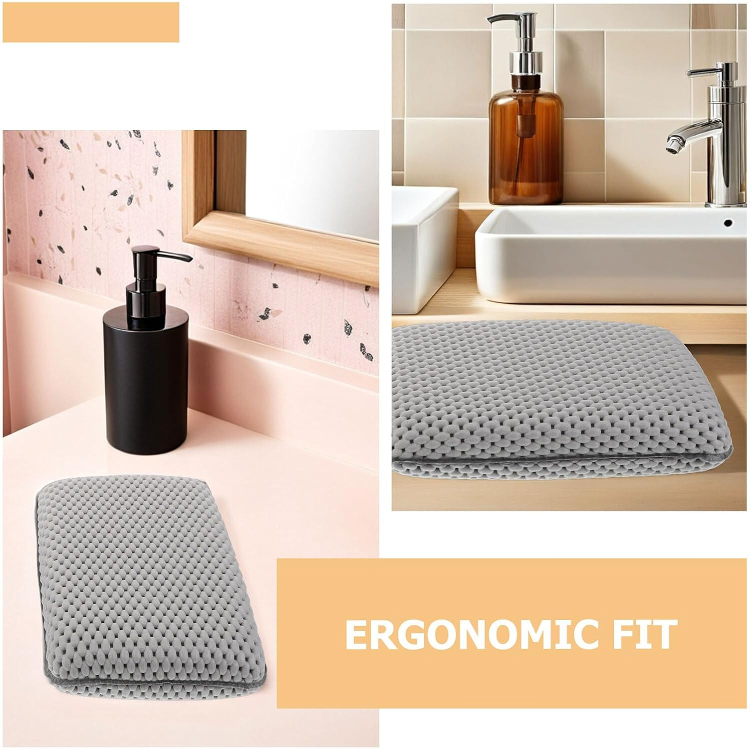 MALUGOGO 2Pcs Gray Soft Foam Bath Pillows with Large Suction Cups Non-Slip Bathtub Cushions for Neck and Head Support, Comfortable Spa Accessory for Home Relaxing Baths image number 1