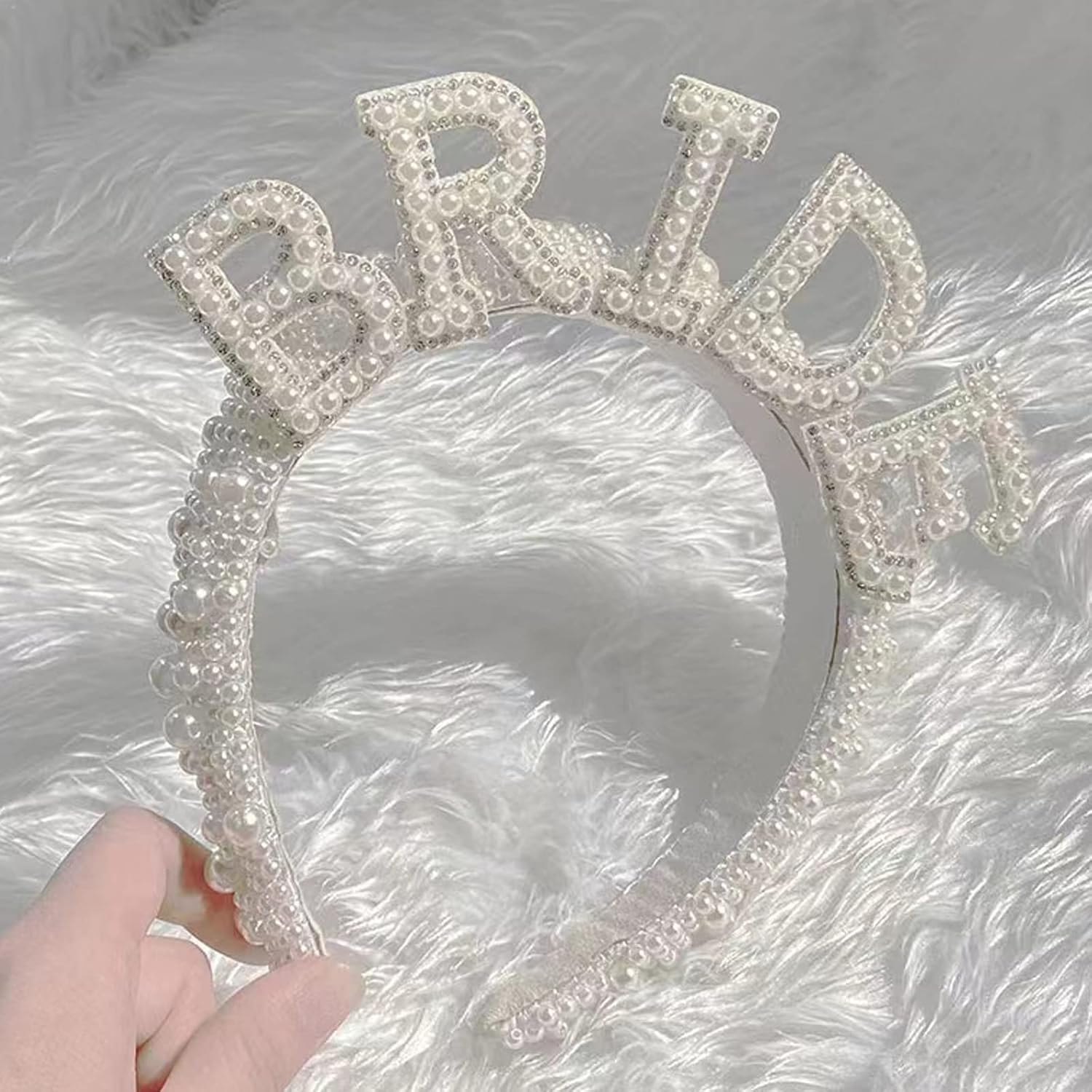 Bride Headband, Pearl Headband, Bride to Be Headband, Bachelorette Party Women'S Headband, Bride Hair Accessories, Bridal Accessories for Bachelorette Party Hen Party Wedding Decoration image number 3