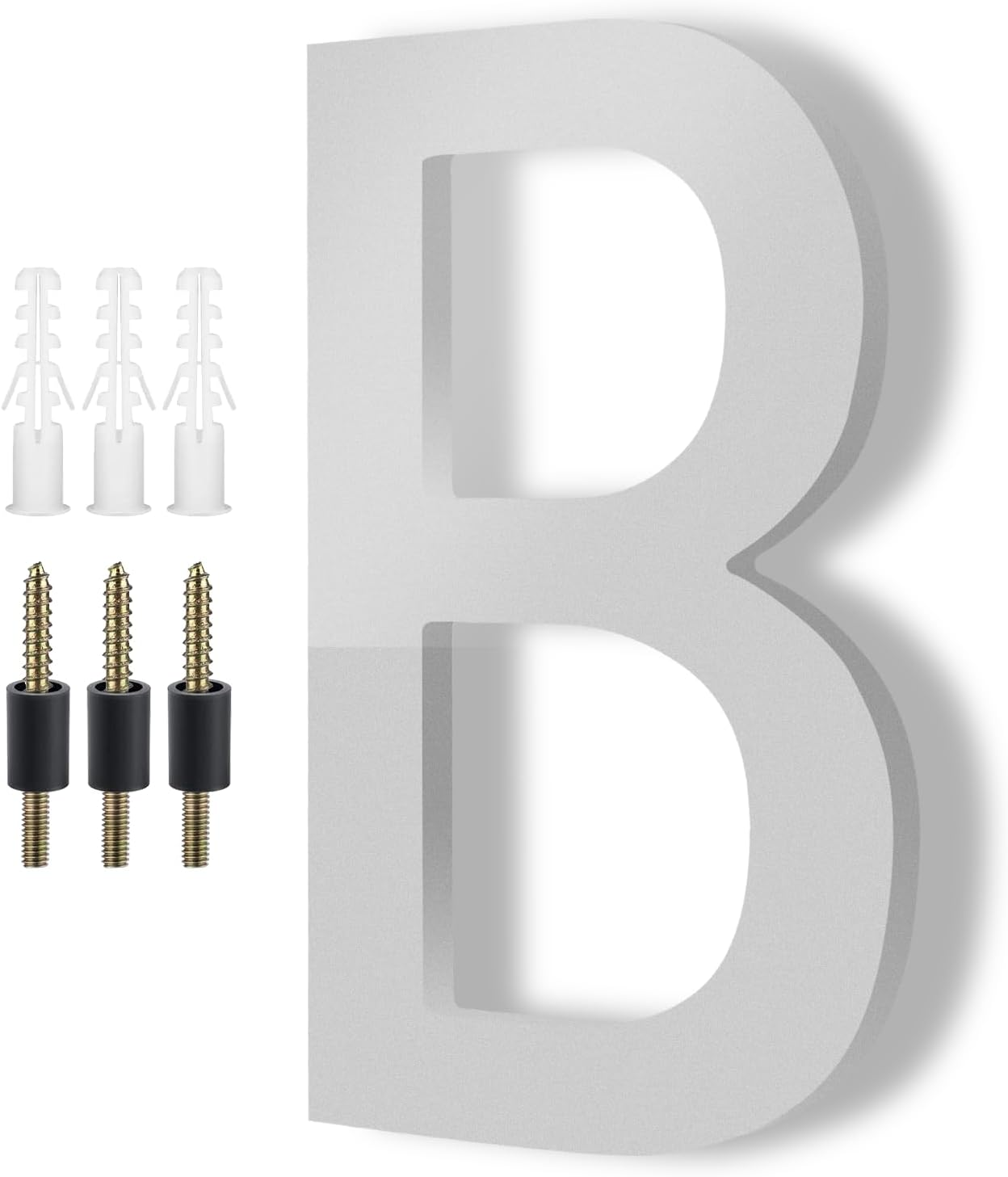 DEWEL Modern House Numbers for outside - Floating Large 8 Inch Silver Address Numbers for House, Door, Farmhouse, Street - Both Floating & Flush Styles - House Number 4