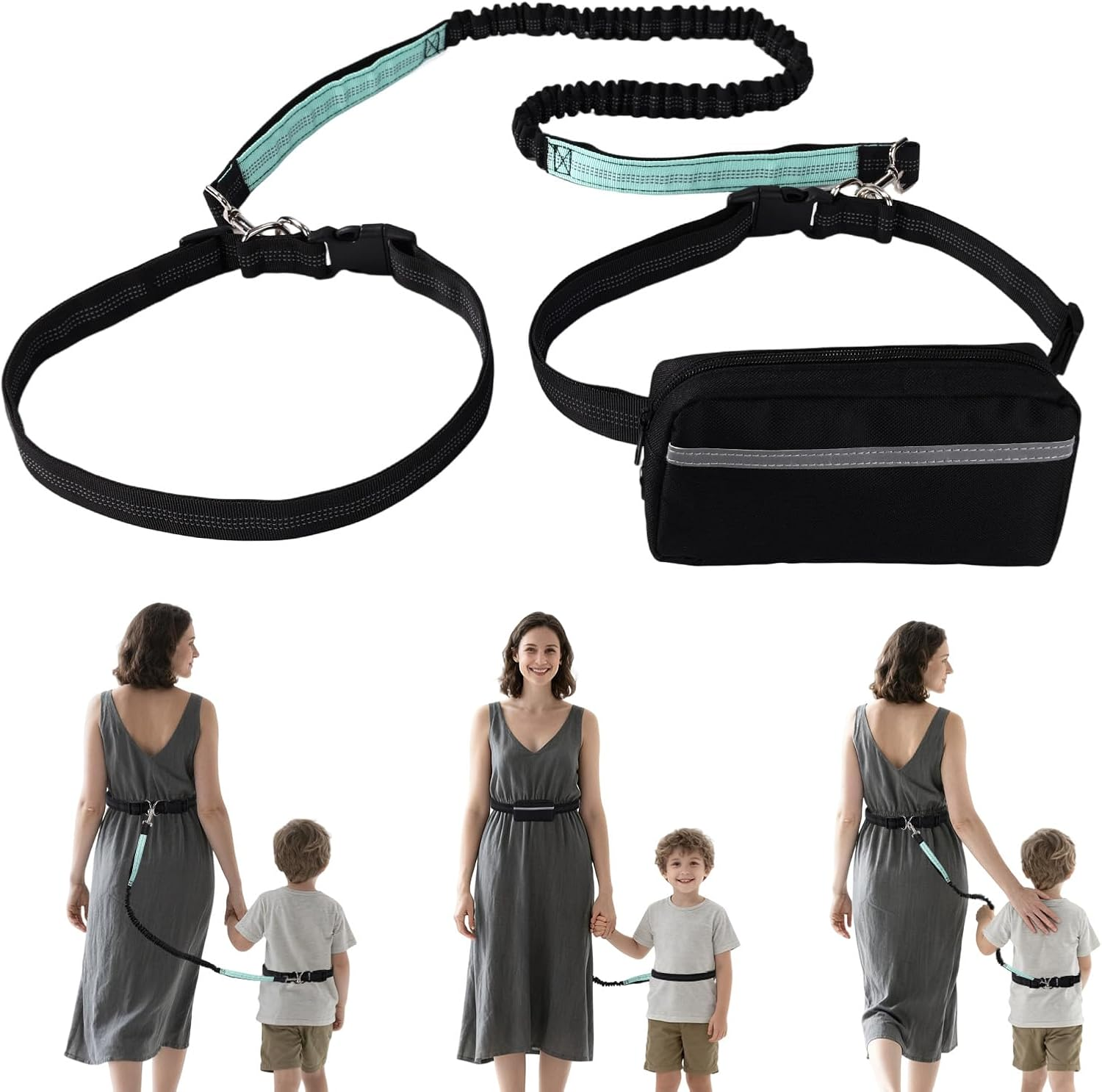 Sinbana Safety Waist Leash Harness for Kids, Hands-Free Safety Walking Harness with Reflective Waist Pocket Bag and Durable Bungee Secure Public Walking Accessory for Special Need Child image number 4