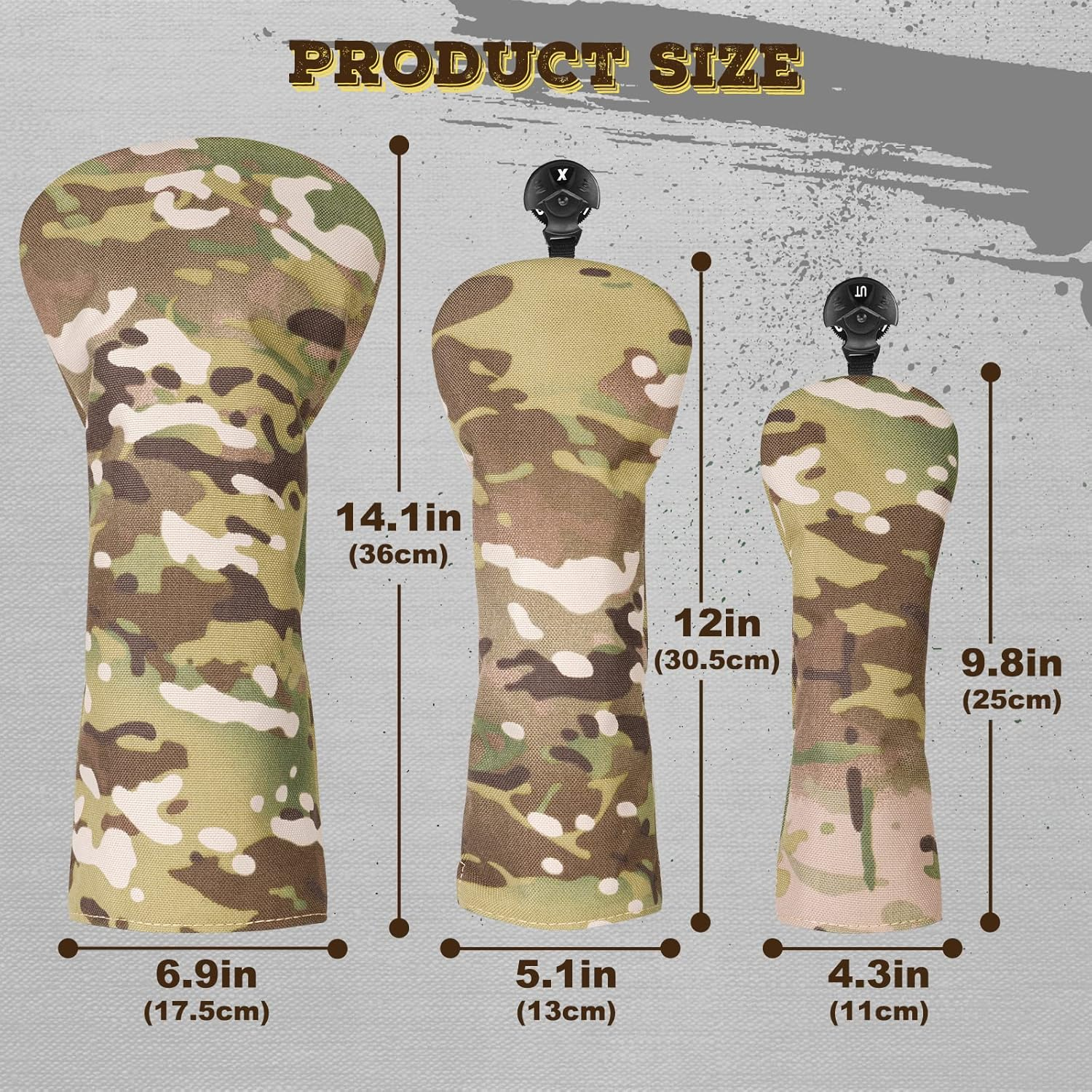3 Pack Camouflage Golf Club Head Covers for Driver, Fairway Woods and Hybrid, Golf Iron Covers 12 PCS image number 4