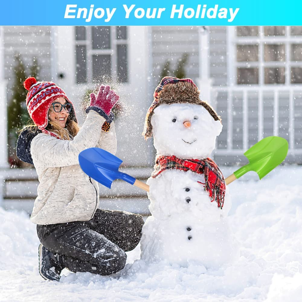 Heavy Duty Beach Shovels for Kids, 40CM Jumbo Sand Shovels with Wooden Handled, Toddlers' Beach Spade for Travel, Plastic Sandbox Garden Tools Toys for Shoveling Digging Sand Snow(3Pcs) image number 3