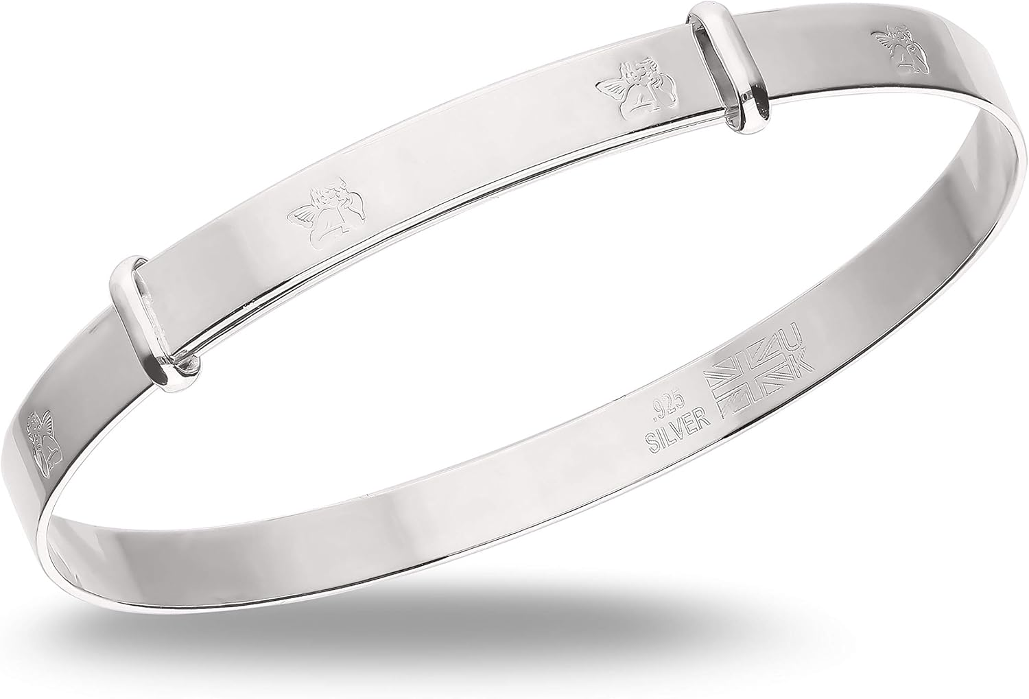 DV Dolce Valentina Guardian Angel Silver Bangle with "Always Watching over You" Message - Infant Baptism Keepsake (Ages 1-3), Metal image number 1