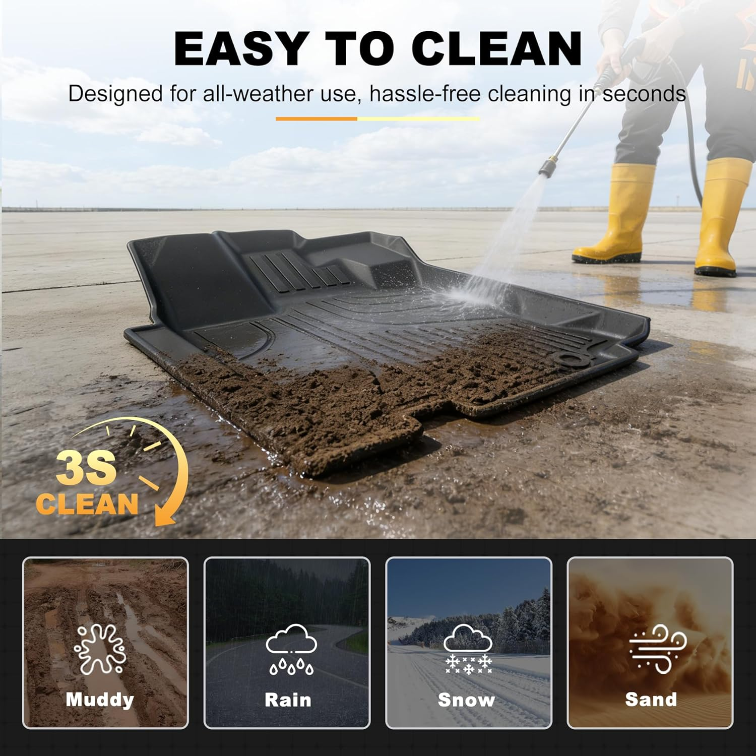 Floor Mats Custom for 2013-2020 Nissan Pathfinder/2014-2020 Infiniti QX60/2013 Infiniti JX35 All Weather TPE Heavy Duty Car Floor Mat Pathfinder Accessories Full Floor Liners Set image number 2