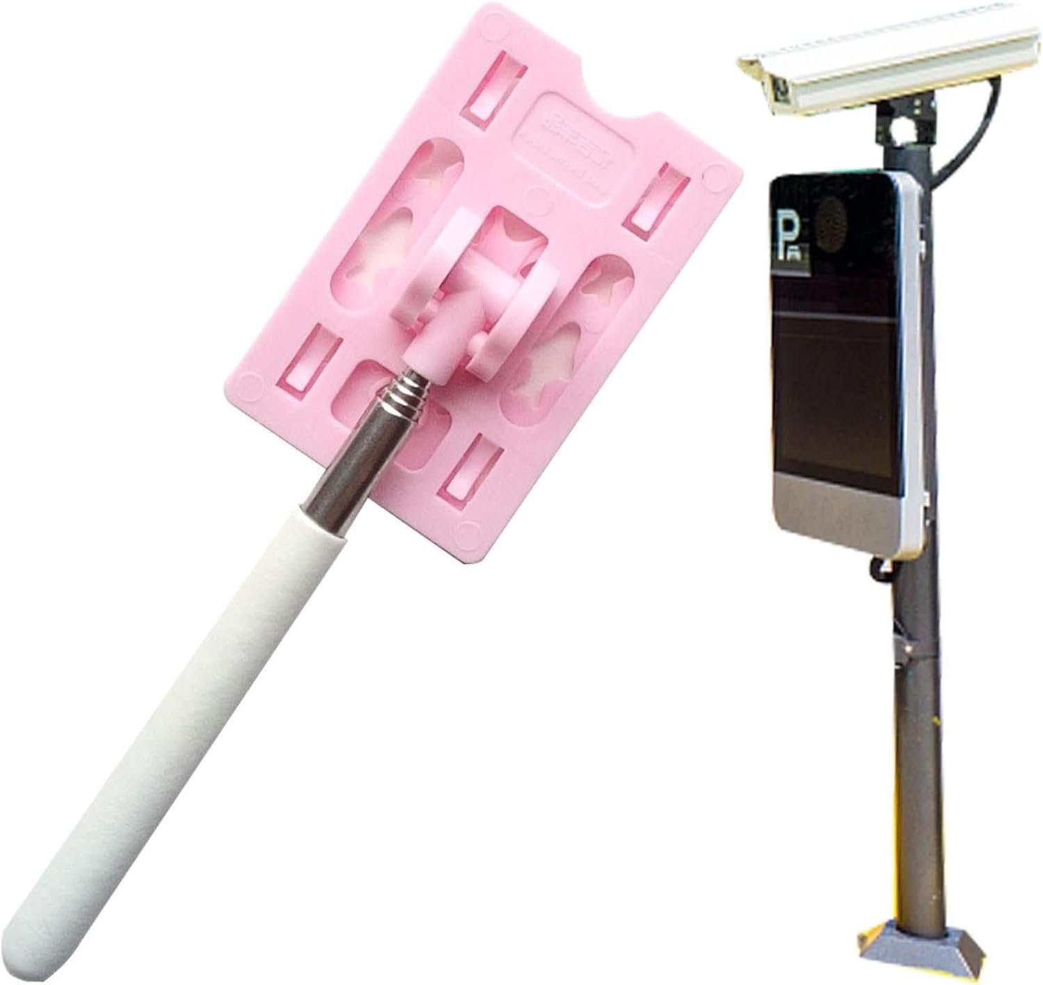 Telescopic Rod Card Holder, Parking Card Holder Toll Rod Extendable Reach Stick for Easy Access at Toll Booths and Garages, Multifunctional Sturdy Secure Stylish Easy to Use - Pink + Pure White image number 6