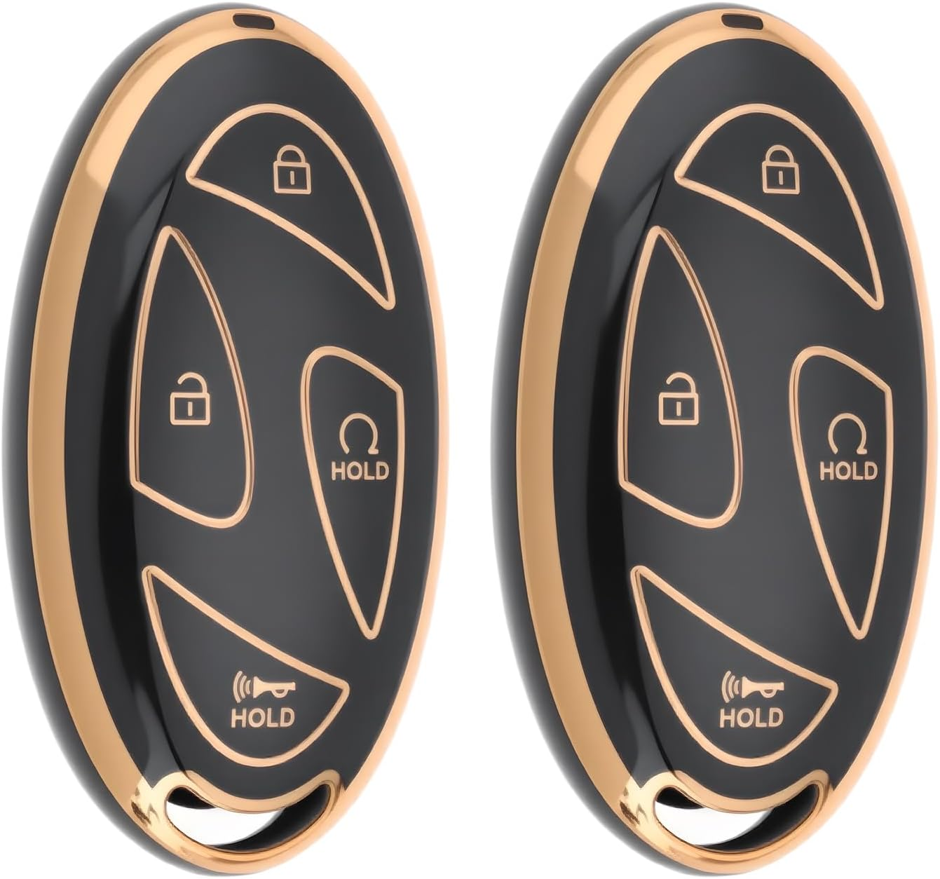 LT Easiyl 2Pcs 7-Button Key Fob Cover Compatible with Hyundai Loniq 6 5 Compatible with Kona SX2 EV (Black Silver Edge)