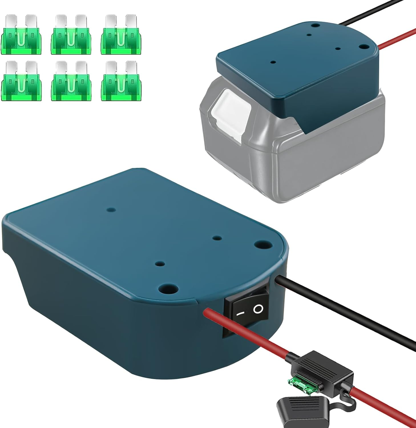 2Packs Power Wheel Adapter for Makita 18V Battery Adapter 18V Power Wheels Battery Converter with Switch & Fuses & Wire Terminals, 14AWG Wire,Power Connector for DIY Rc Car Toys, Robotics and Rc Truck image number 2