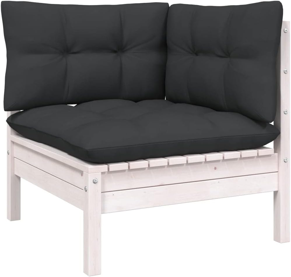 Vidaxl Solid Pinewood Garden Lounge Set 5 Piece with Cushions Outdoor Terrace Balcony Seat Seating Sitting Chair Lounge Sofa Furniture White image number 4