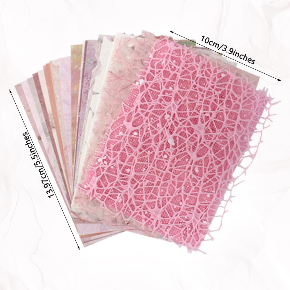 156 Sheets Scrapbook Paper Textured Paper Assorted Set, Finegood Decorative Mesh Fabric Paper for Card Making Scrapbooking Journaling Supplies image number 6