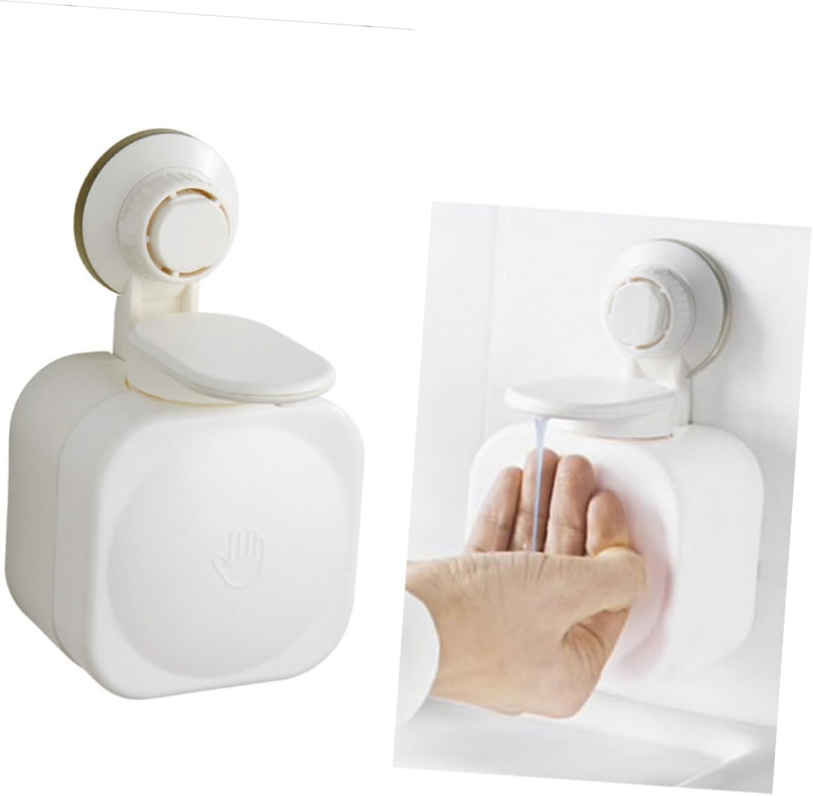IWOWHERO Wall-Mounted Plastic Soap Dispenser White Refillable Lotion Container Empty Shampoo Bottle Bathroom Shower Toiletries Holder image number 6