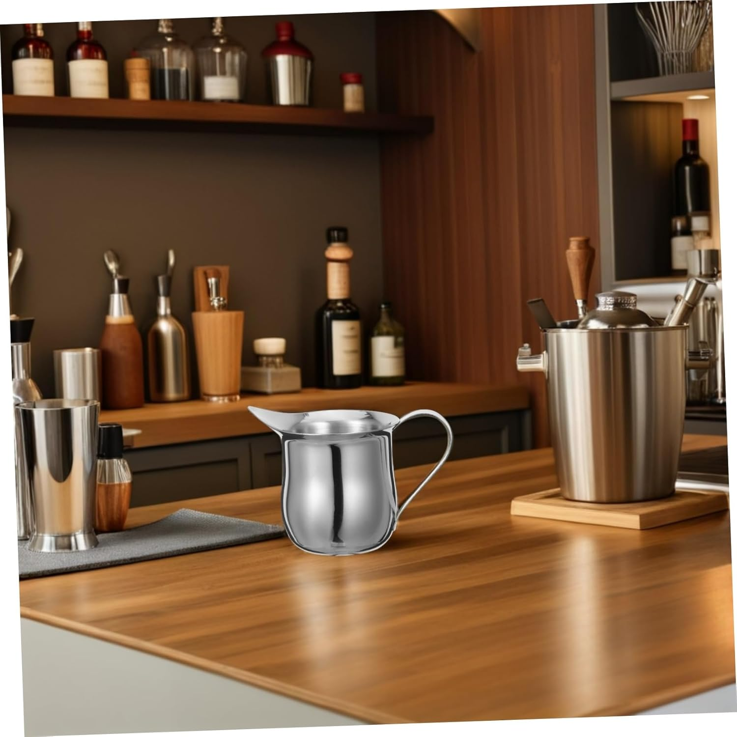 Mikinona 2Pcs Stainless Steel Milk Frother Jug for Espresso Steaming Latte Art Small Coffee Pitcher with Smooth Interior for Easy Cleaning and Enhanced Flavor Extraction image number 5