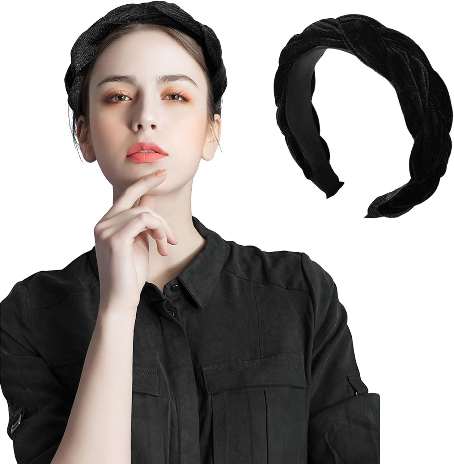 Women'S Headband, Black, Headband for Headband, Braided Headband, Women'S Headbands, Braided with Elastic, Adjustable Hair Bands, Cross Braiding Hair Band Accessories, Headband Oktoberfest image number 3