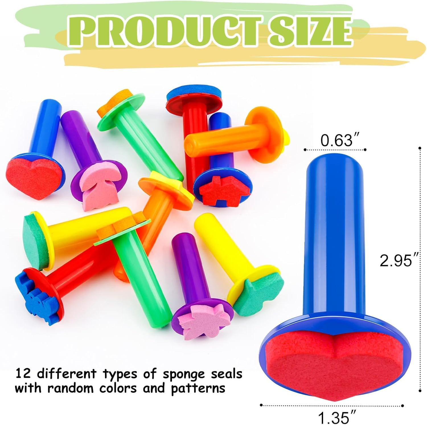 12Pcs Paint Stamps for Kids, Painting Sponges, Educational Foam Stamps for Toddler Finger Painting, Sponge Brush Set for Kids&rsquo; Artistic Creativity, Foam Art Supplies. image number 4