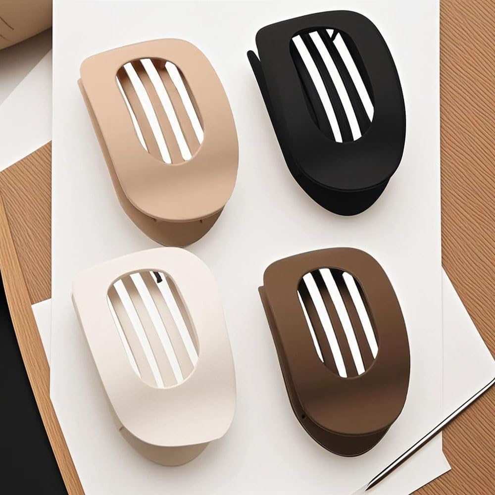 French Hair Clips for Women - Flat Curved Claw Barrettes with Strong Hold for Thick/Thin Hair, Classic Medium Hair Clips for Driving/Lying Down, Comfortable Stylish Hair Accessories (Matte) image number 4